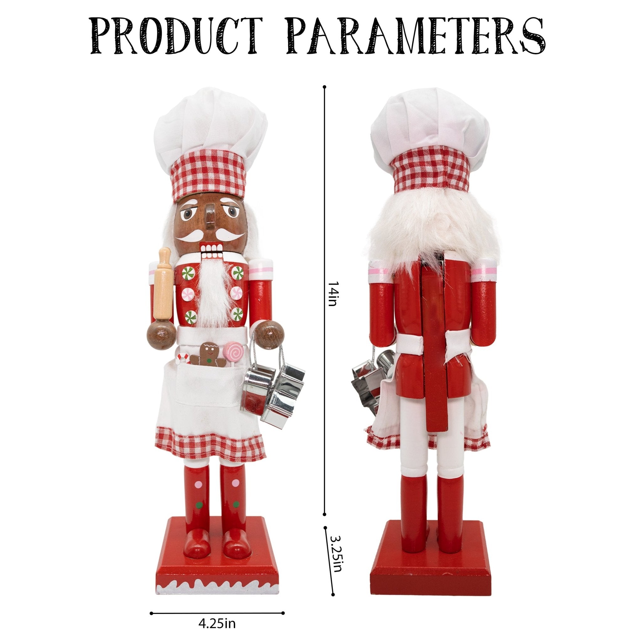 14-inch Wooden Nutcrackers Christmas Decoration Figures (Red-Baker Chef)