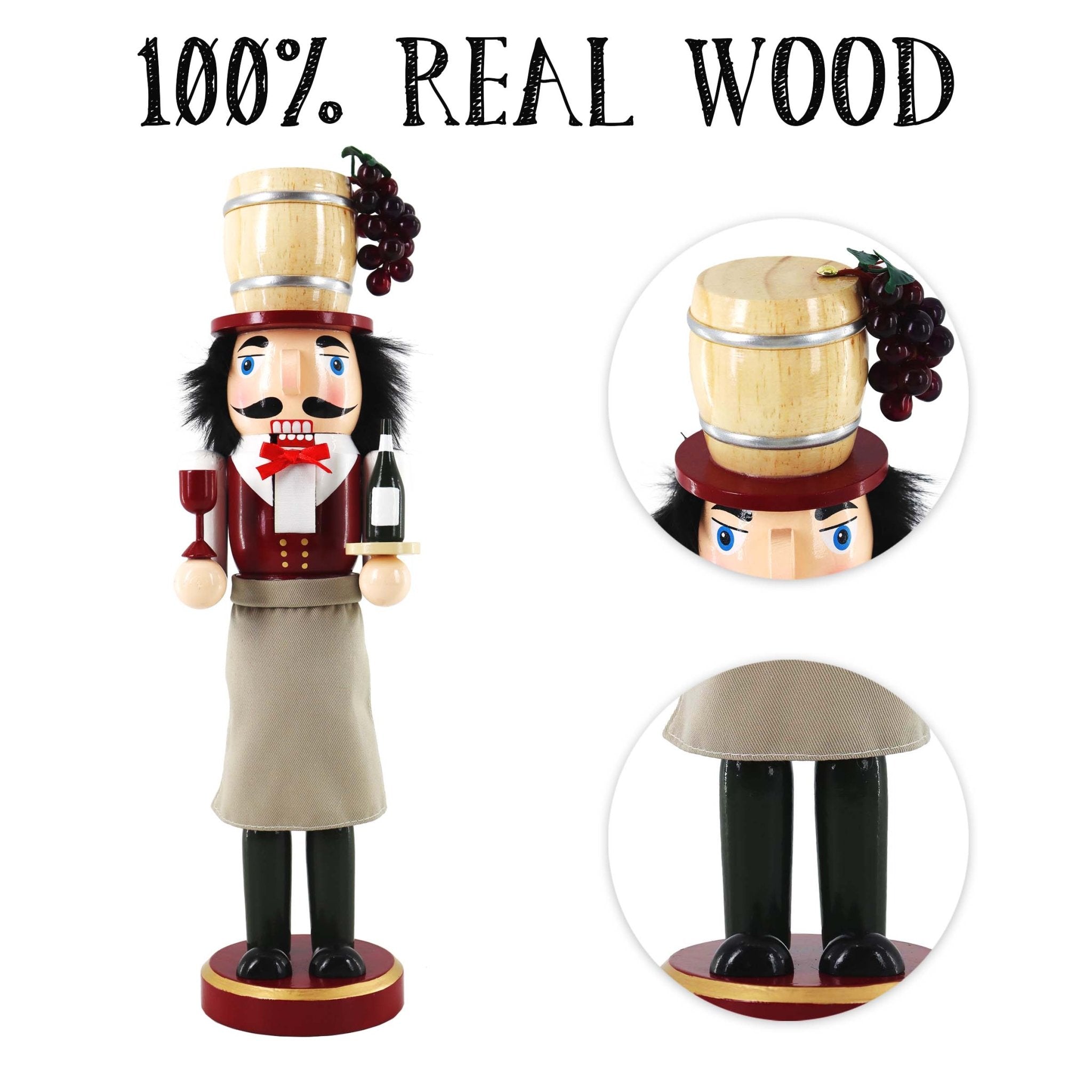 14-inch Wooden Nutcrackers Christmas Decoration Figures (Wine Server)