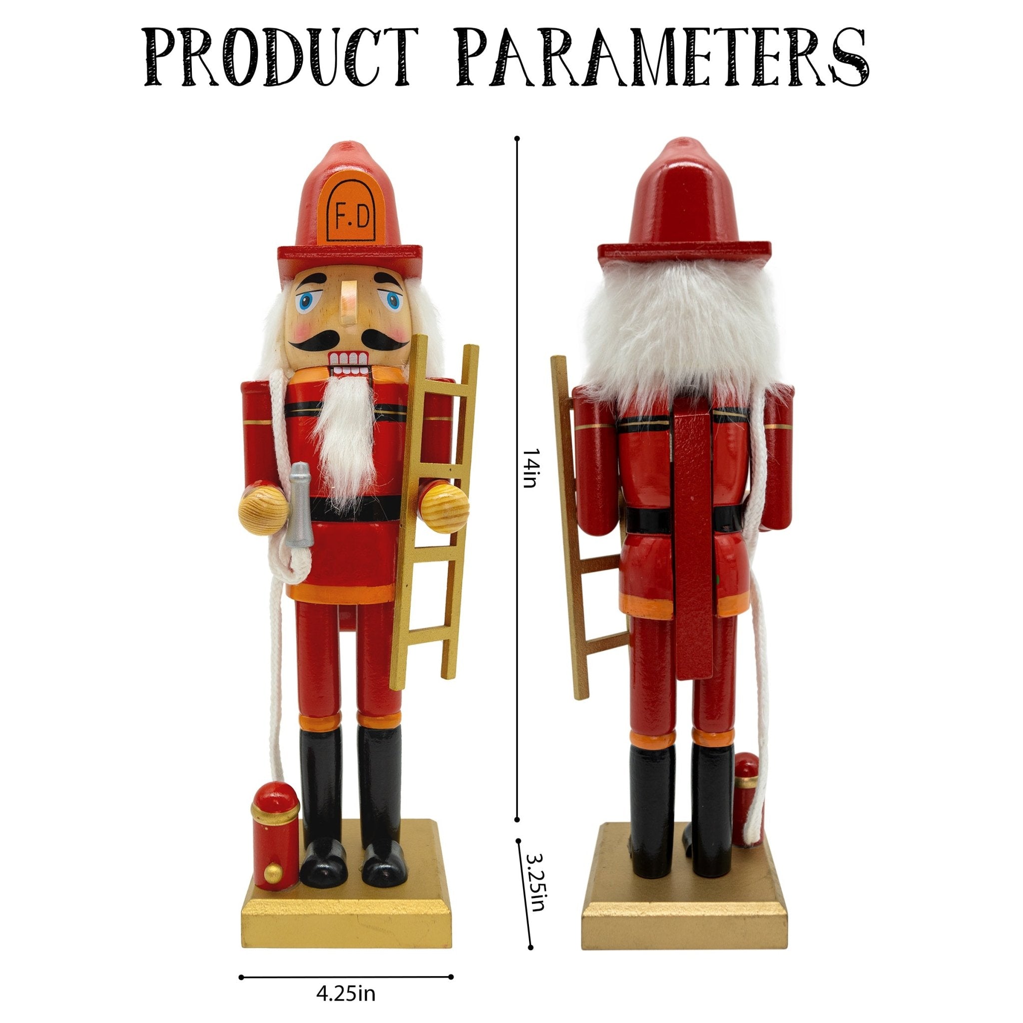 14-inch Wooden Nutcrackers Christmas Decoration Figures Home Decor (Fireman)