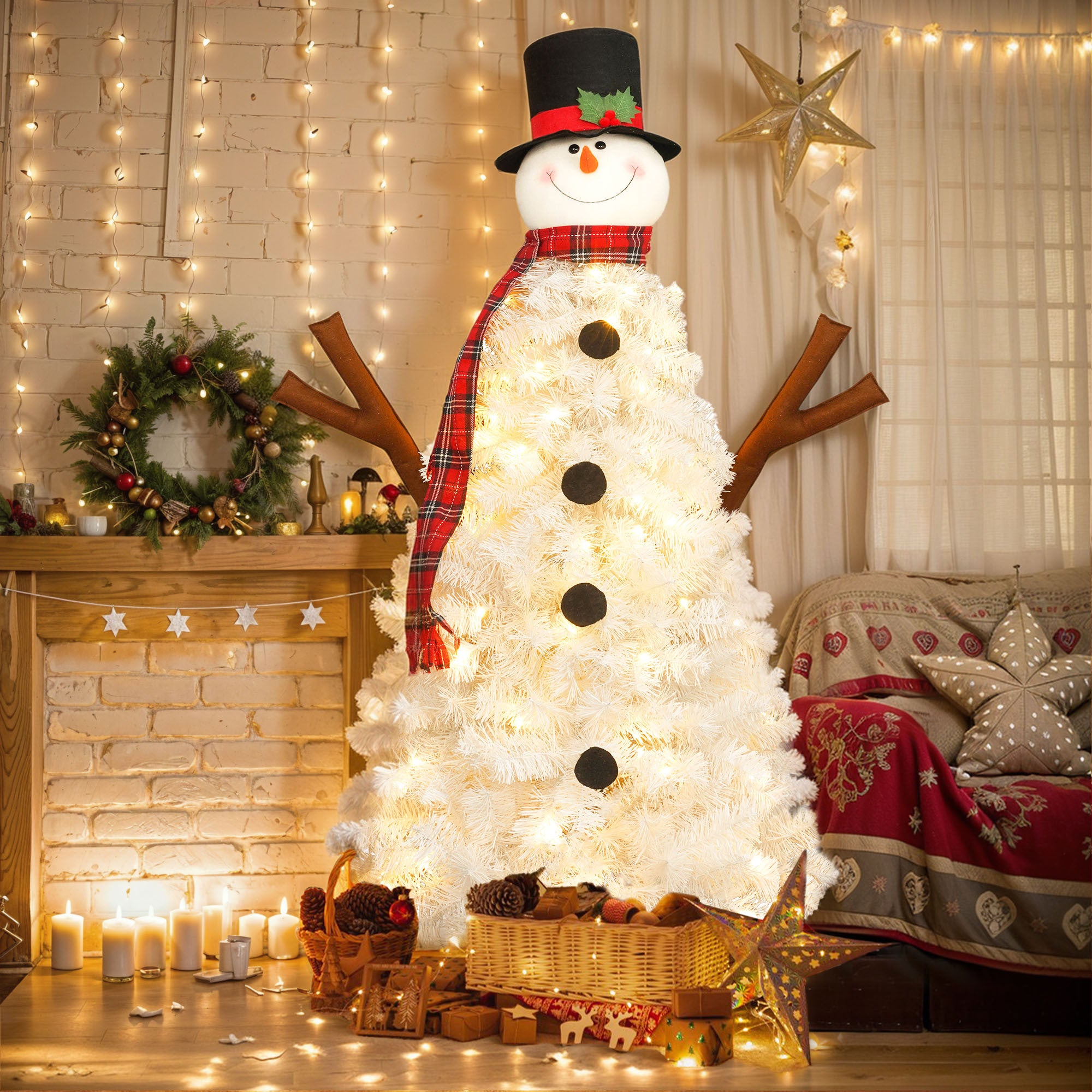 4ft Pre-lit Snowman-Shaped Christmas Tree