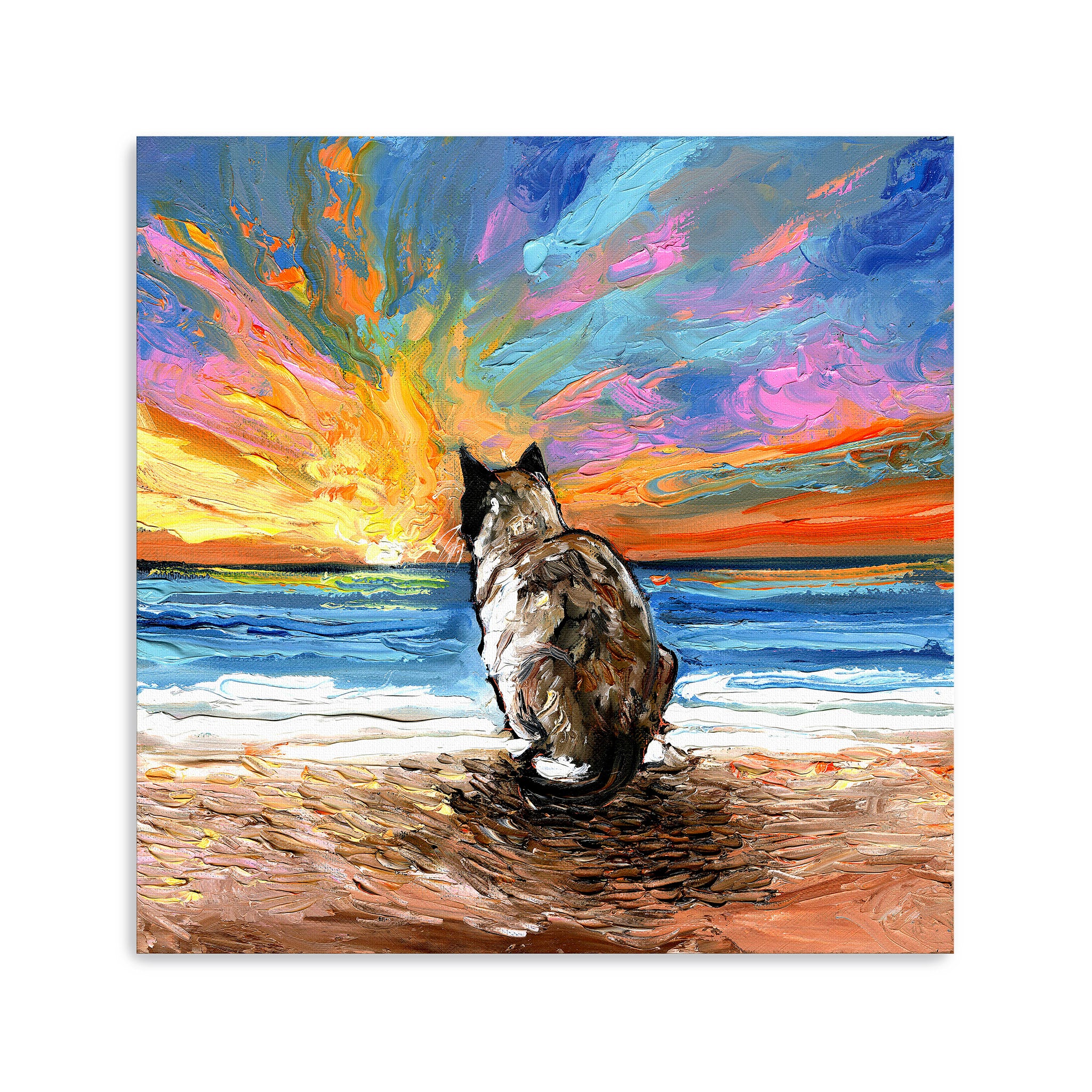 Beach Days - Snowshoe Cat Canvas Giclee