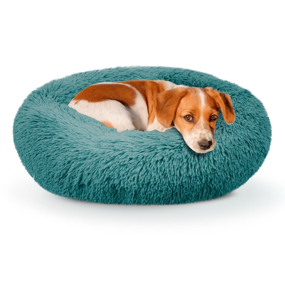 Details Calming Dog and Cat Bed, Soft Round Donut Bed for Pets, Super Lux, Shaggy Fur Cushion Beds