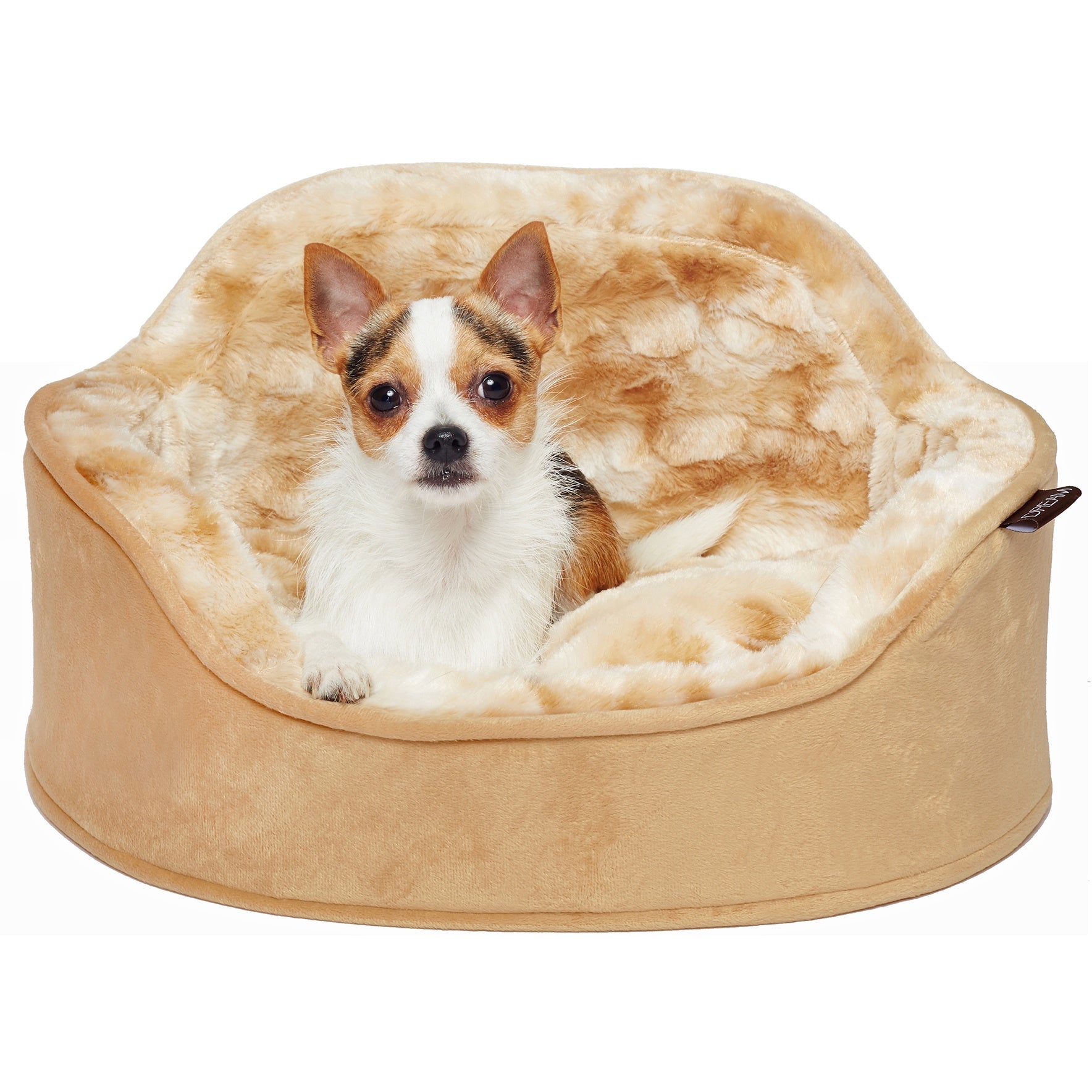 Details Princess Faux Fur Pet Bed, Plush Bolster  Sofa Bed for Small Dogs and Cats