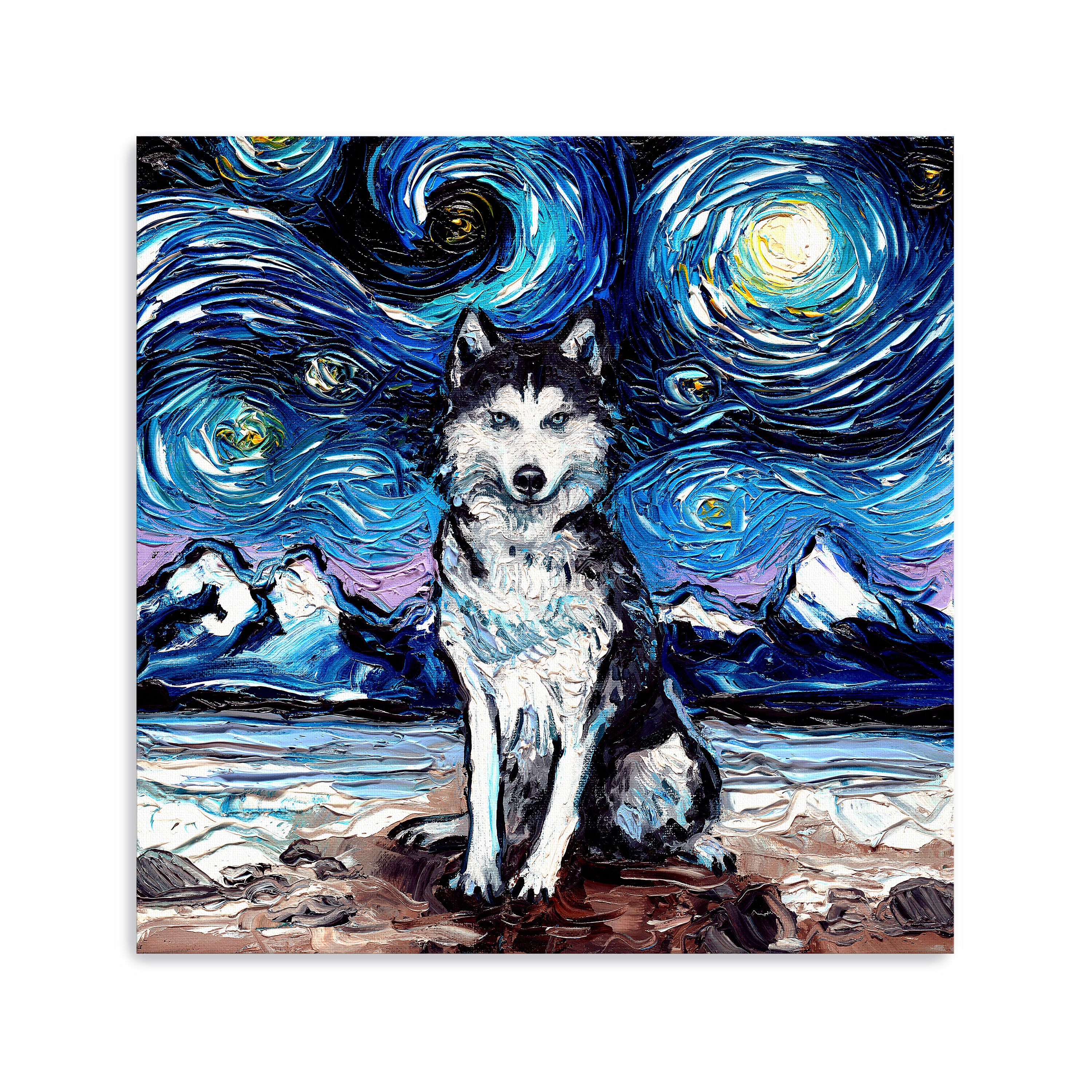 Husky Night Canvas Giclee