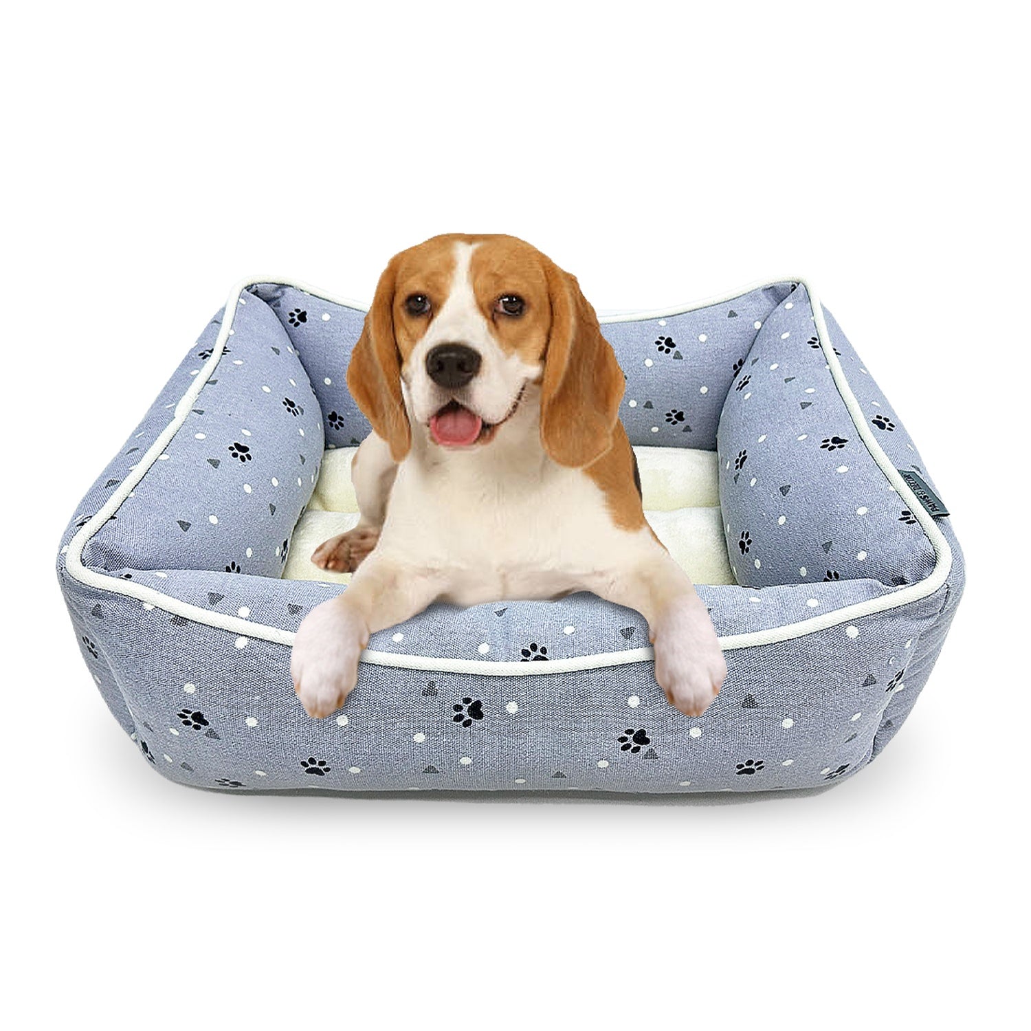 Paws and Dcor All Over Paws and Dots Cuddler Pet Bed, Ultra-Plush Printed Pet Bed