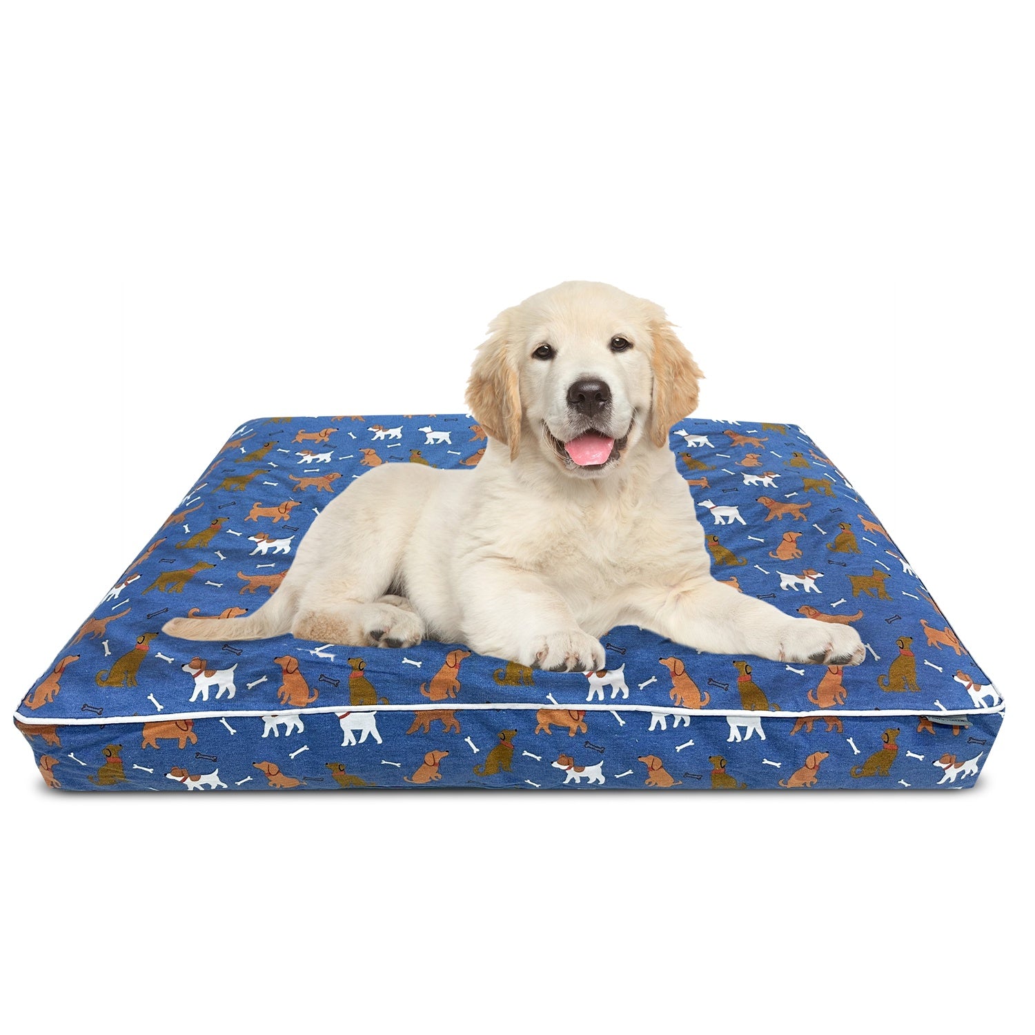 Paws and Dcor Orthopedic Dog Bed With Dogs and Bones Print