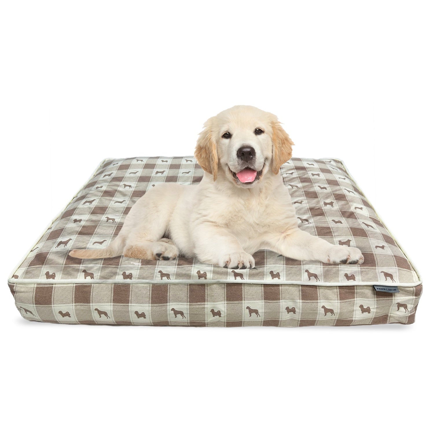 Paws and Dcor Orthopedic Taupe Plaid Comfort Dog Bed