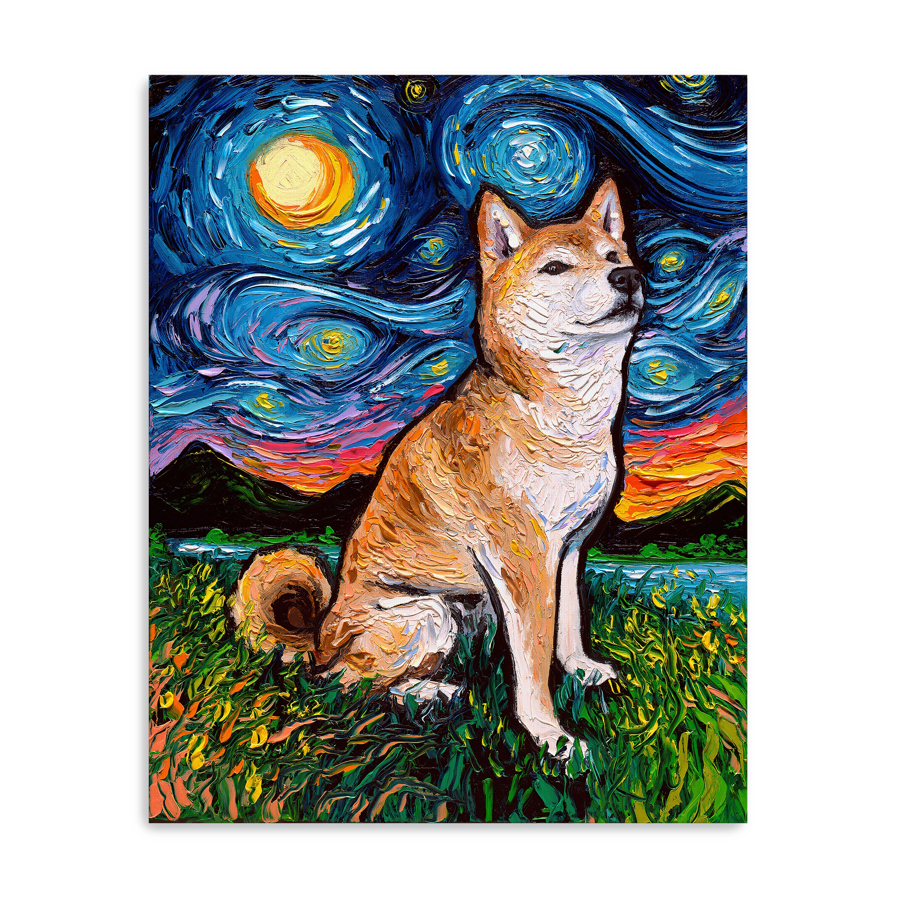 Shiba Inu Night 2 Canvas Giclee