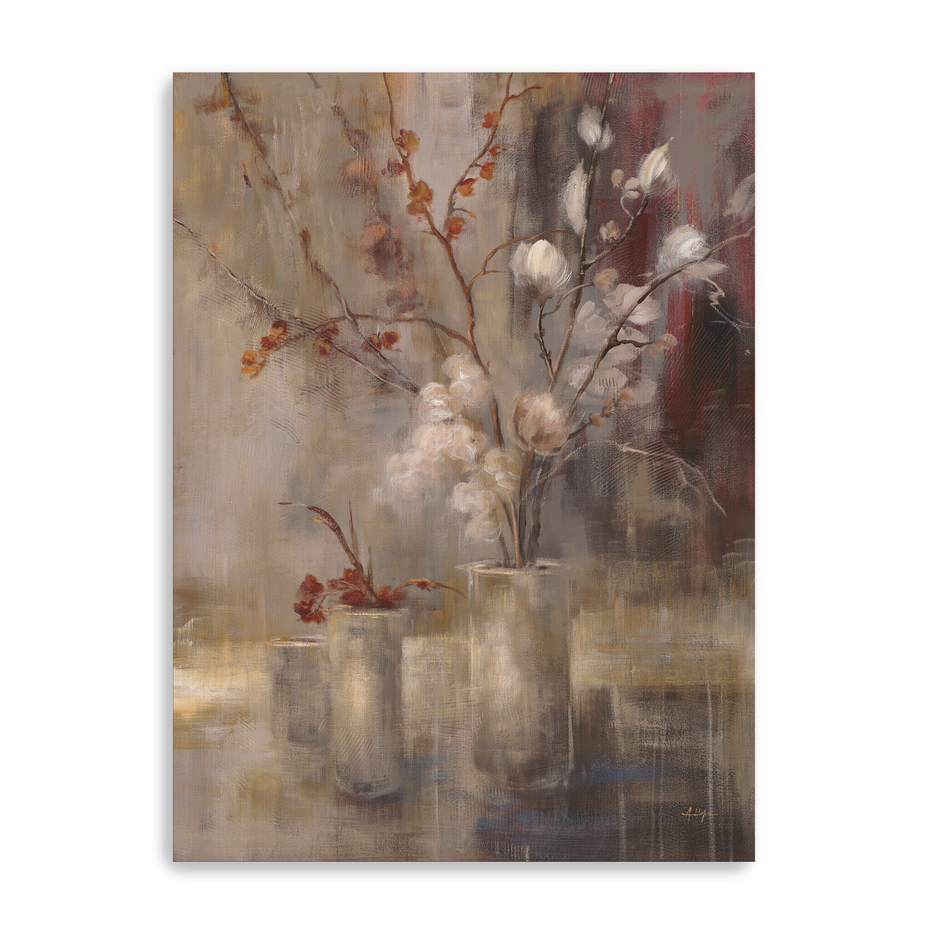 Silver Floral Canvas Giclee