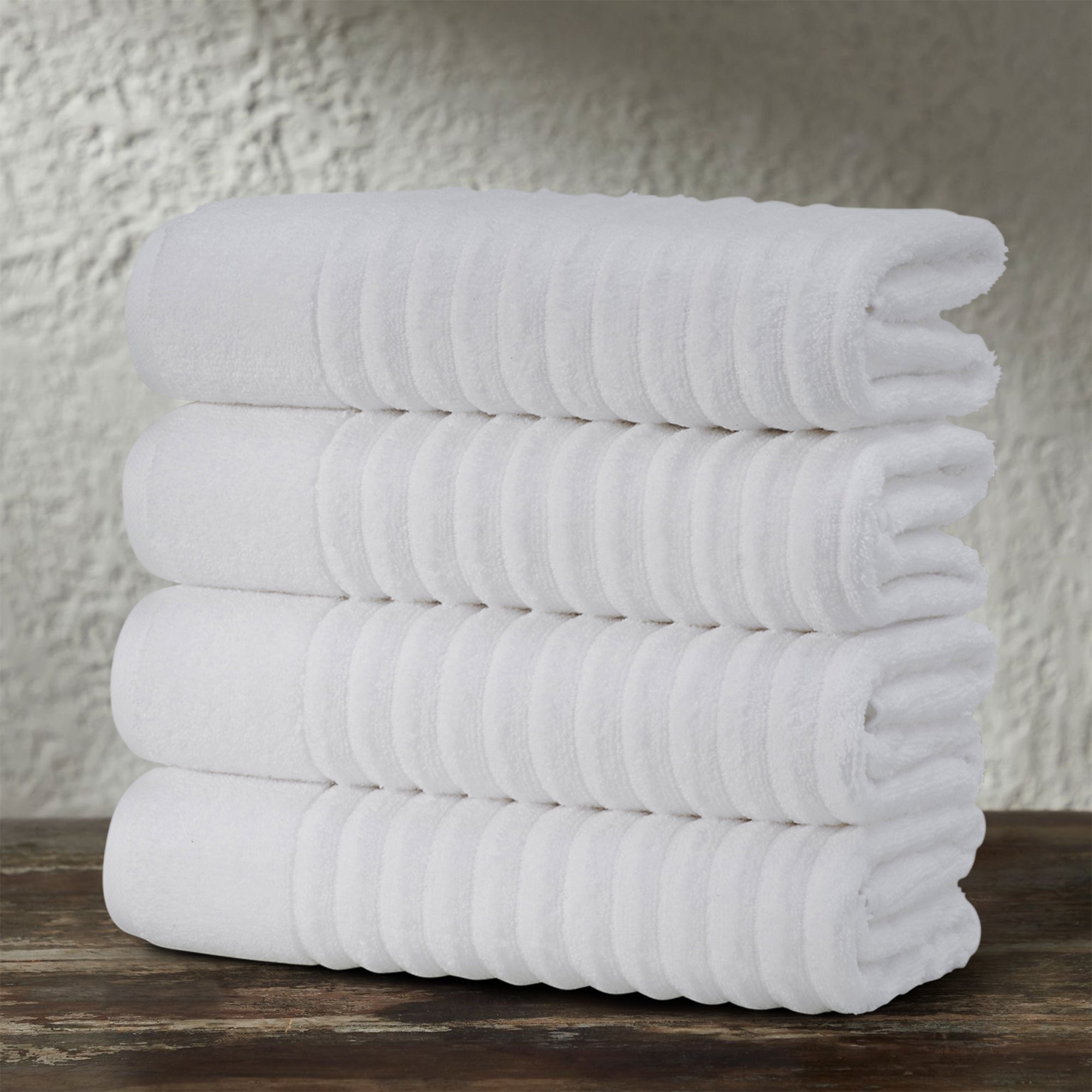 Zero Twist Cotton Textured 4 Pack Bath Towels- 6 Color Options