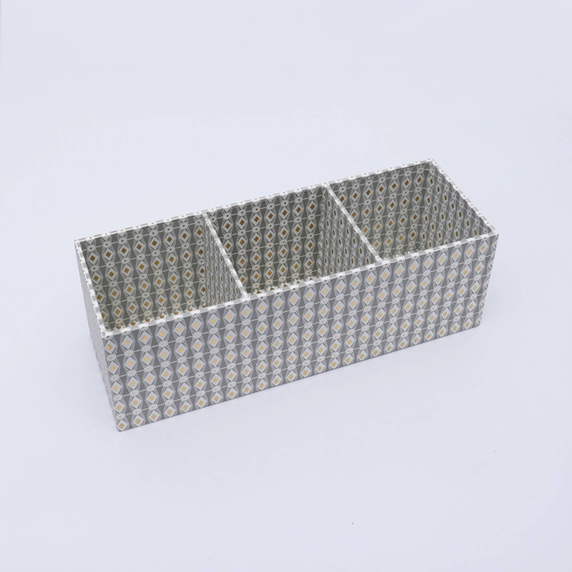 3 Section Desk Organizer / Grey - Recycled Cotton Paper