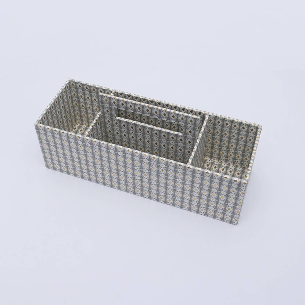 4 Section Desk Organizer / Grey - Recycled Cotton Paper