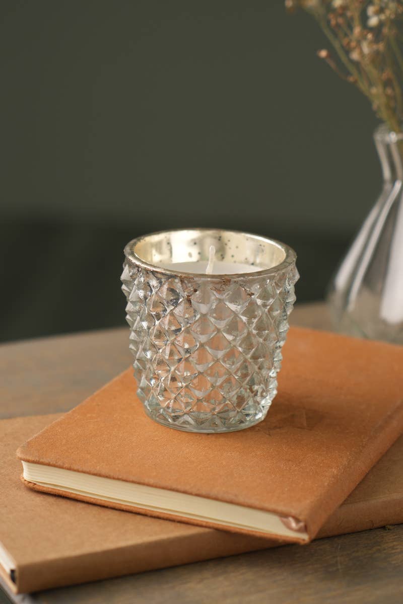 6.3Oz Mercury Glass Votive Set Of 2