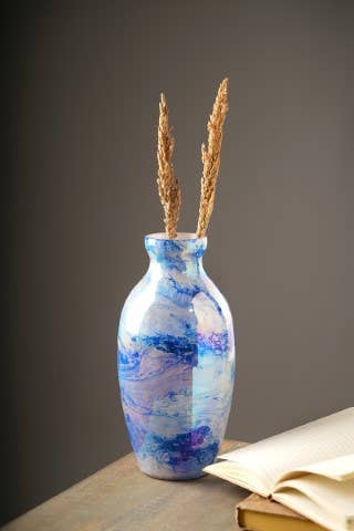 Blue & White Marble Finish Futura Vase