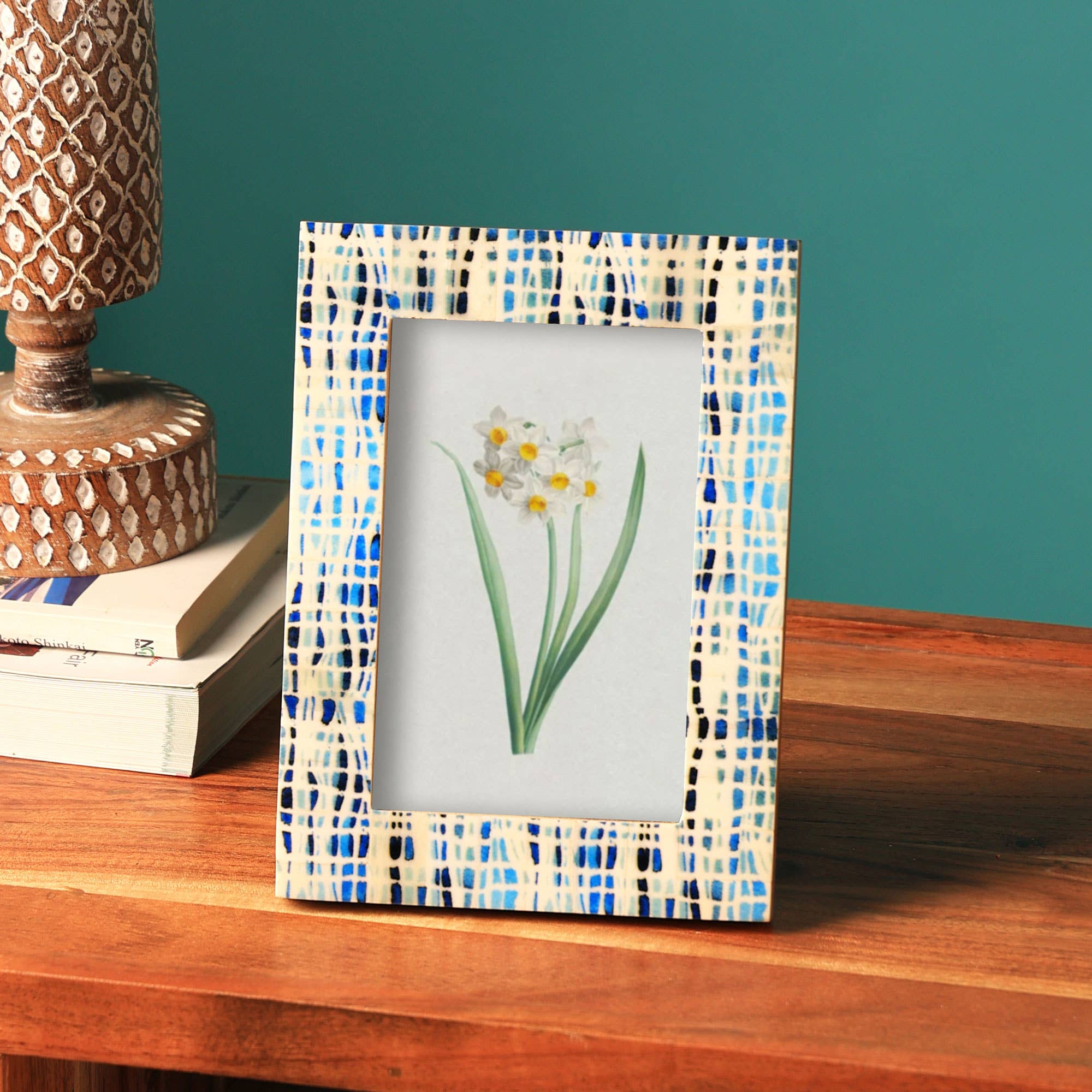 Bone Frame With Blue Pattern