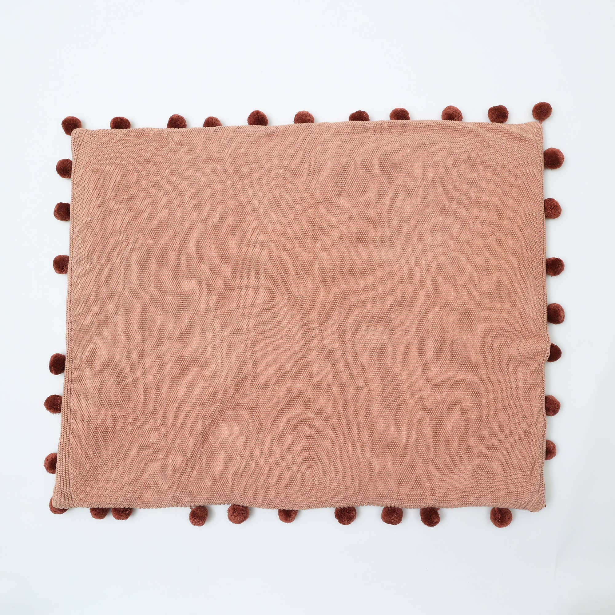 Cotton Knitted Playmat With Pom Pom (Dusty Pink)