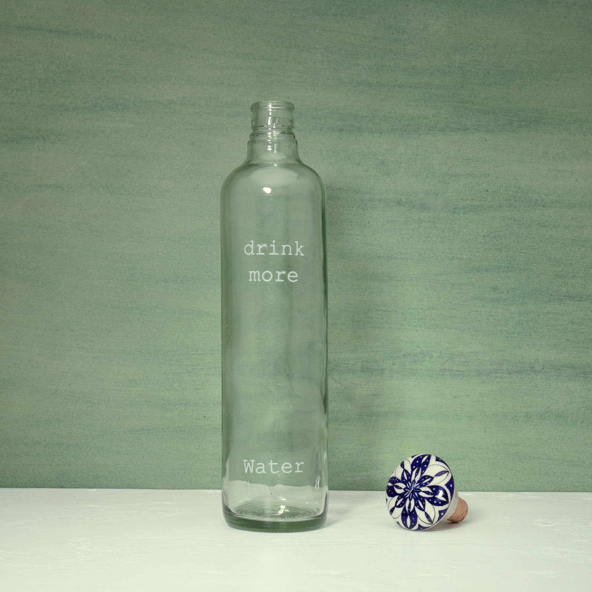 Drink More Glass Water Bottle With Ceramic Stopper