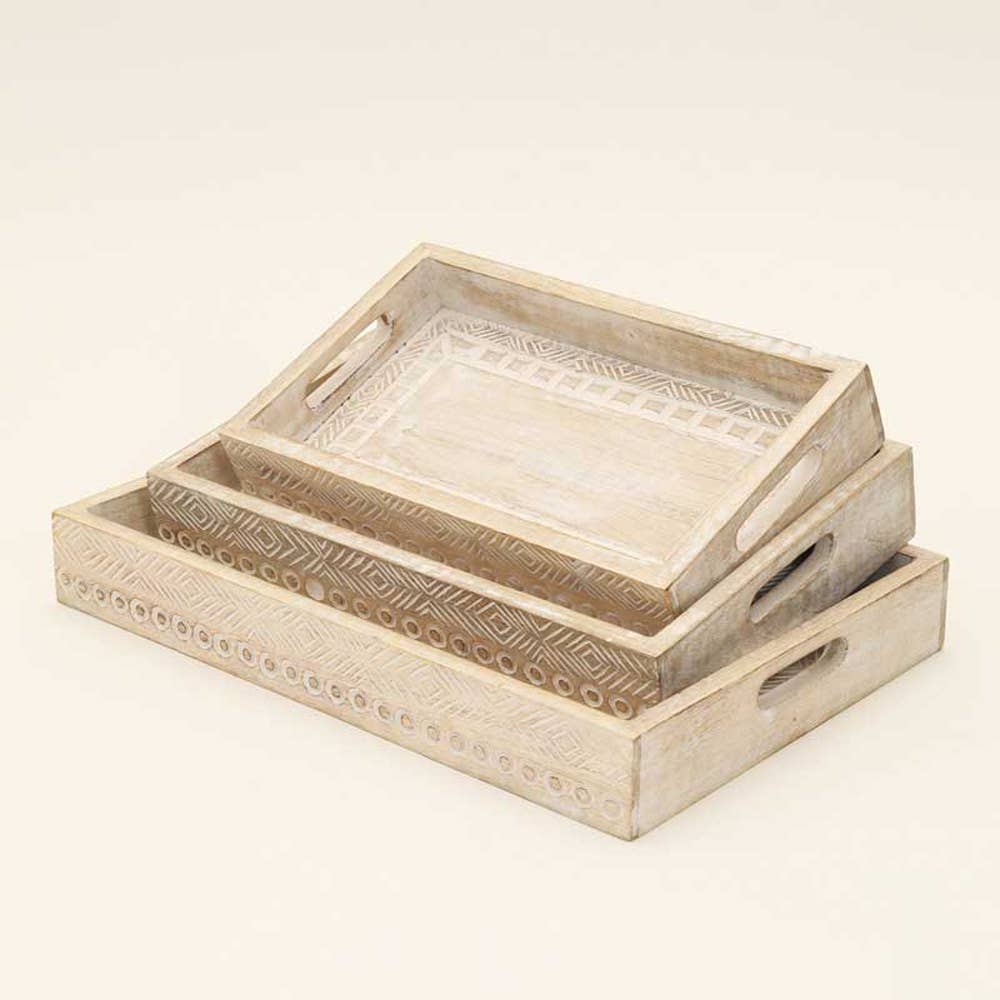 Elegant Nested Wooden Tray Set of 3 for Versatile Decor