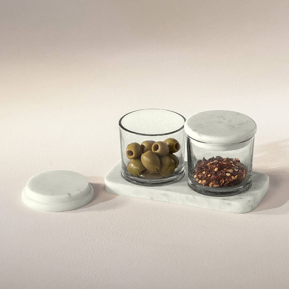 Glass Condiment Set - (70% Glass, 30% Marble)