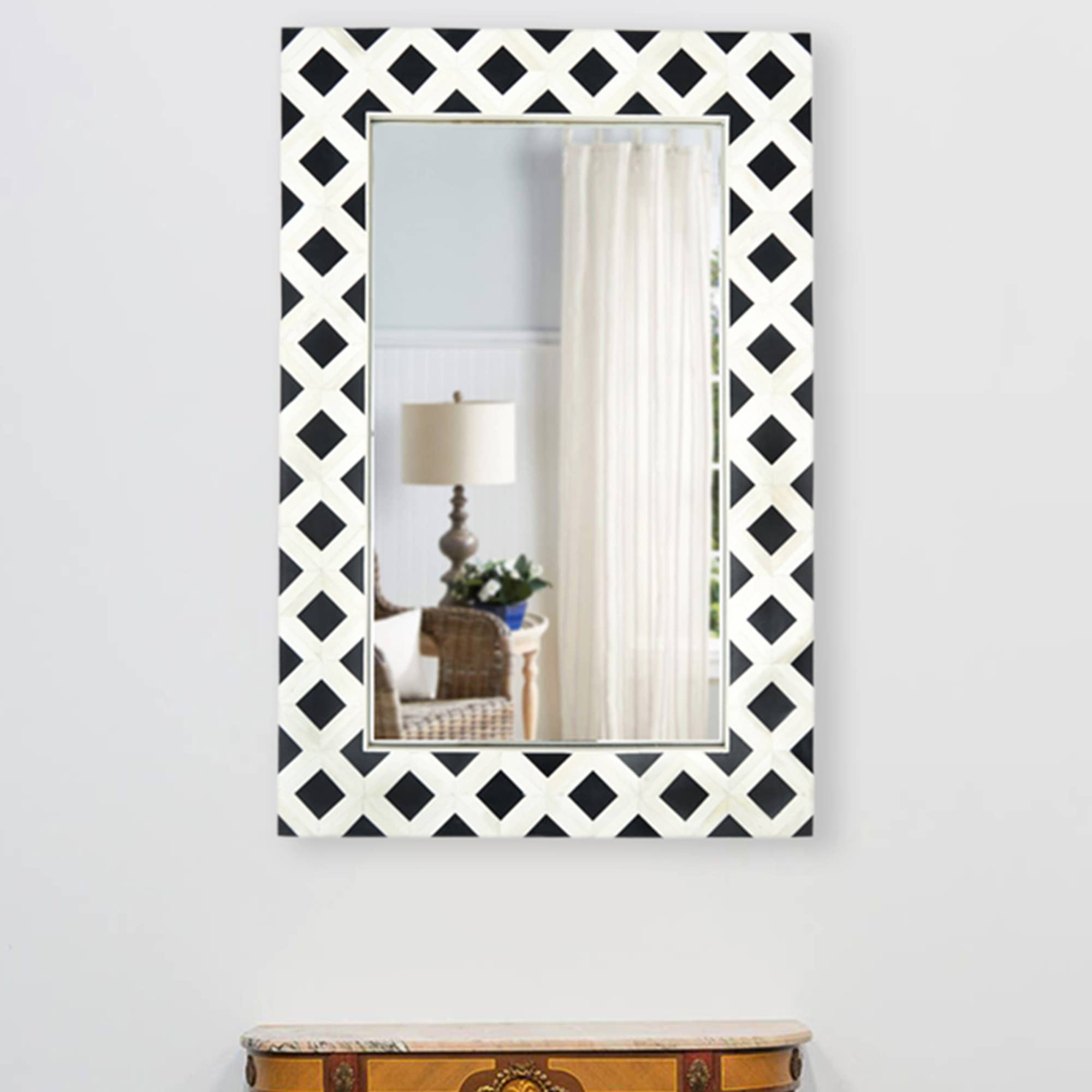 Mosaic Bone & Resin Inlay Rectangular Mirror Frame