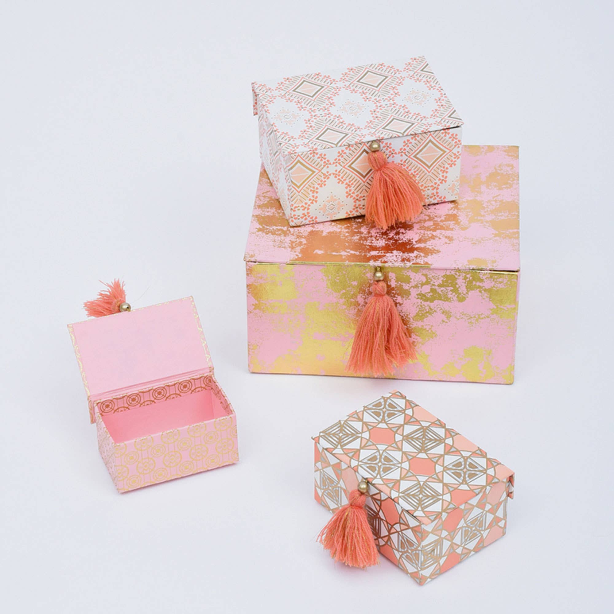 Rectangle Box / Set Of 4 Pcs / Pink