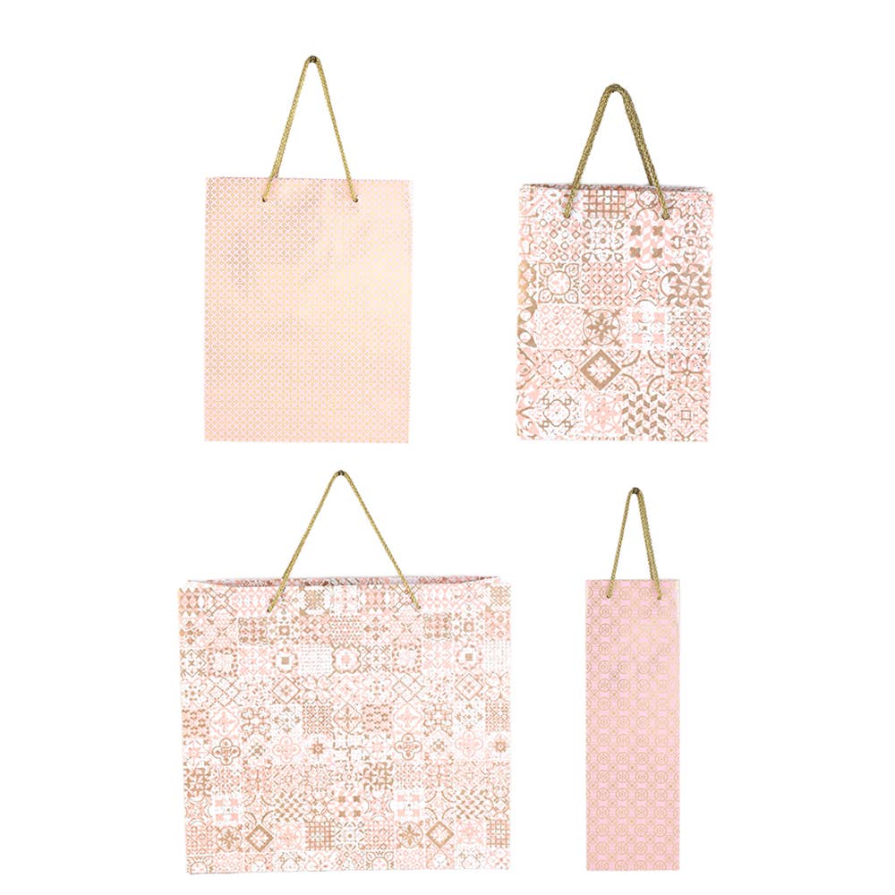 Recycled Paper Bag / Set Of 7 Pcs / Pink - Recycled Paper