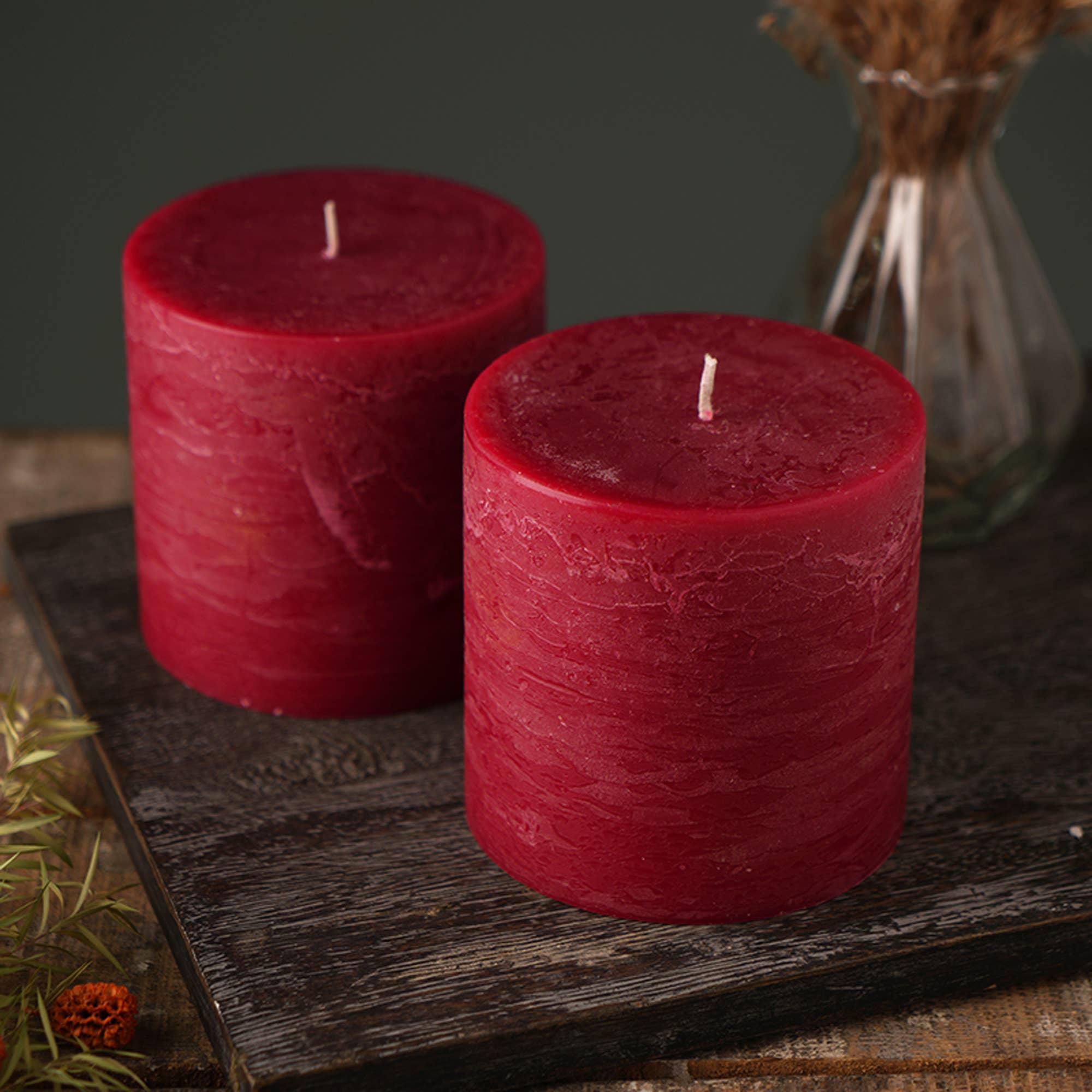 Rustic Pillar Candle S/2