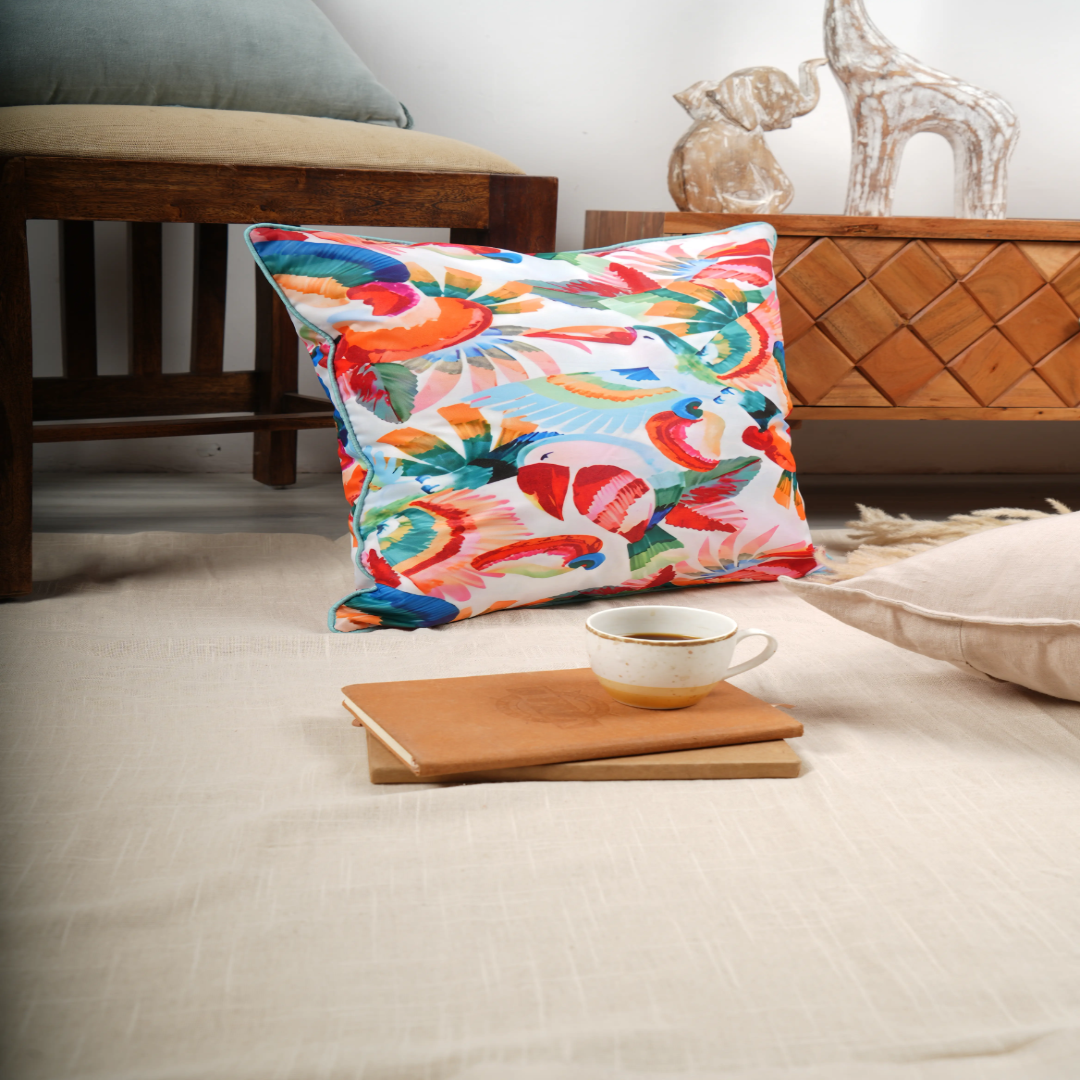 Set of 2 Colourful Birds Printed Pillow 18""X18""