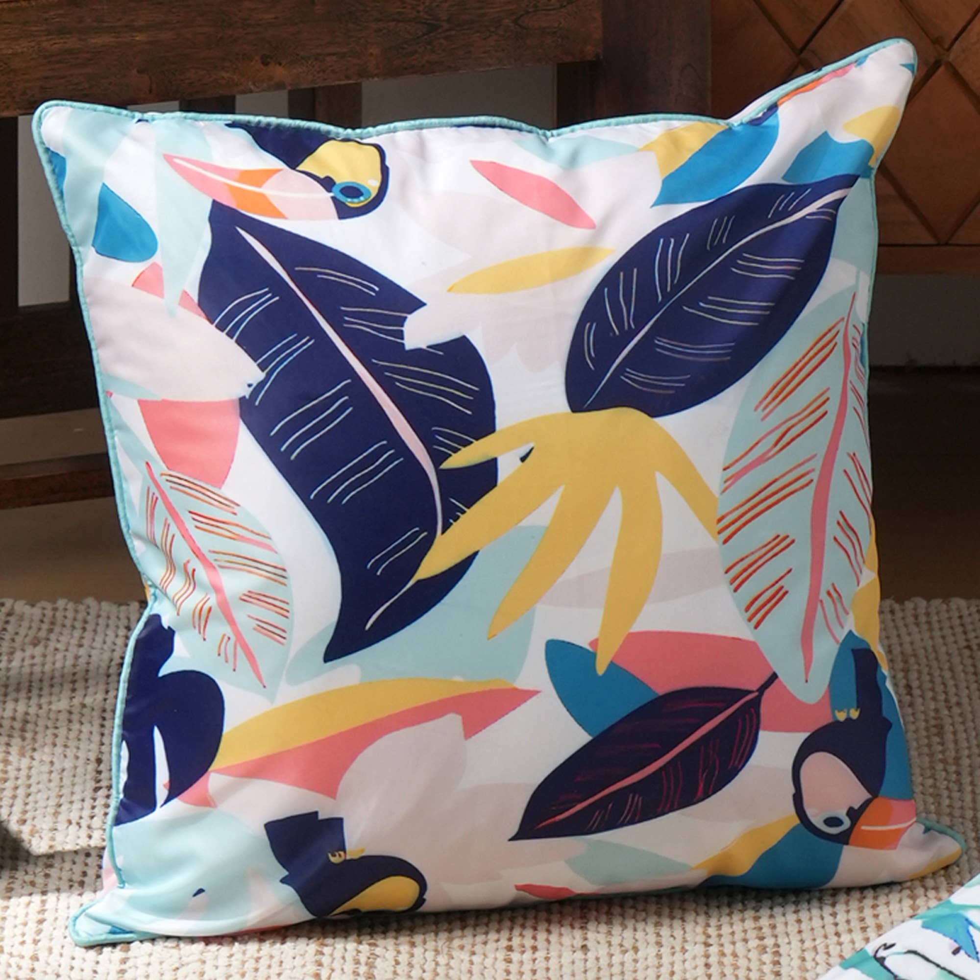 Set of 2 Hornbill Printed Pillow 18""X18""