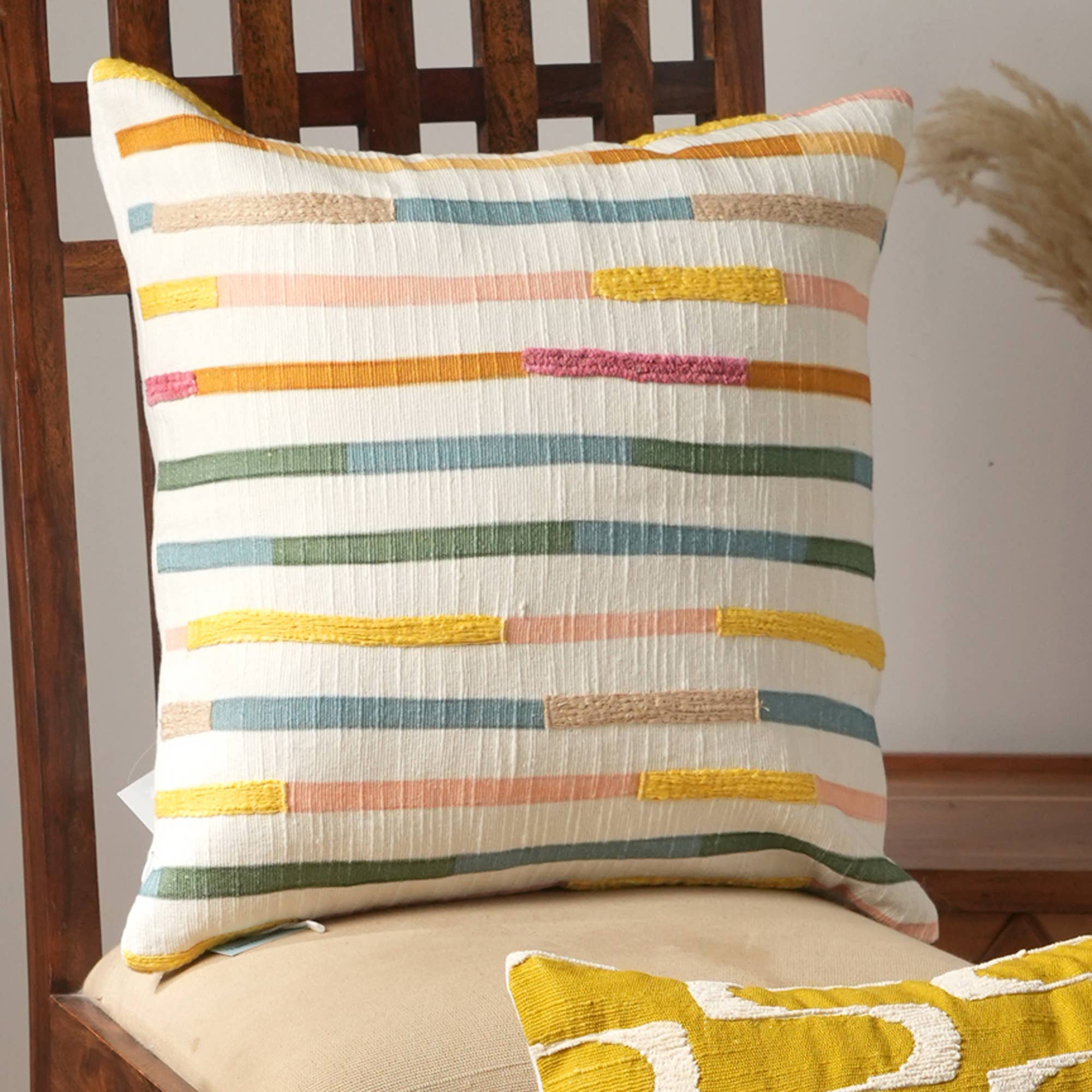 Set of 2 Modlines Printed & Embroidered Pillow 18""X18""