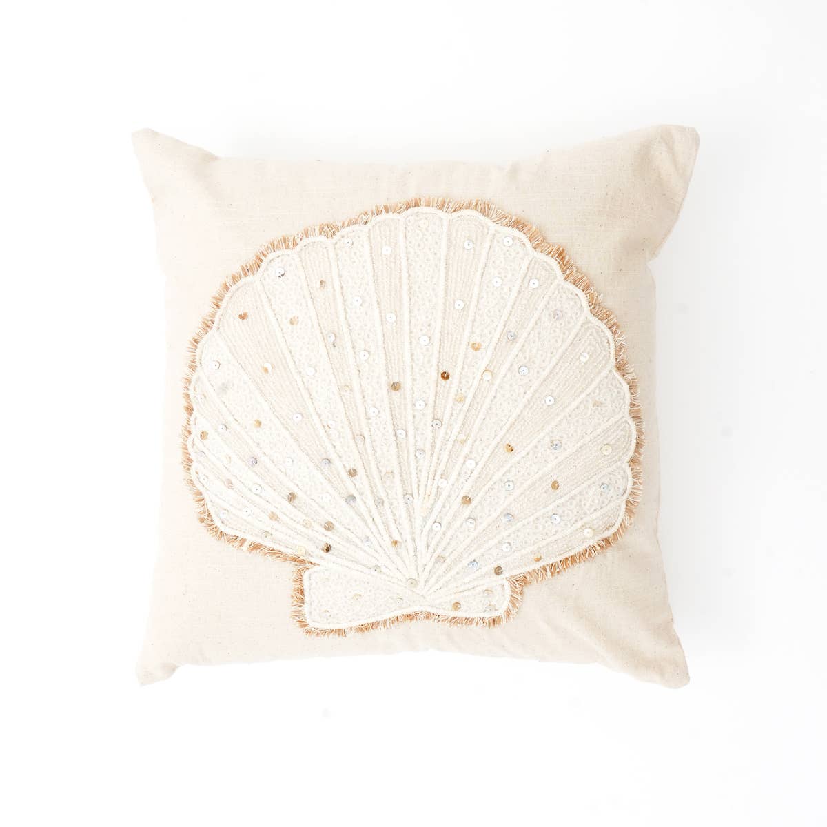 Set of 2 Seashell Embroidered Cushion 18""X18""