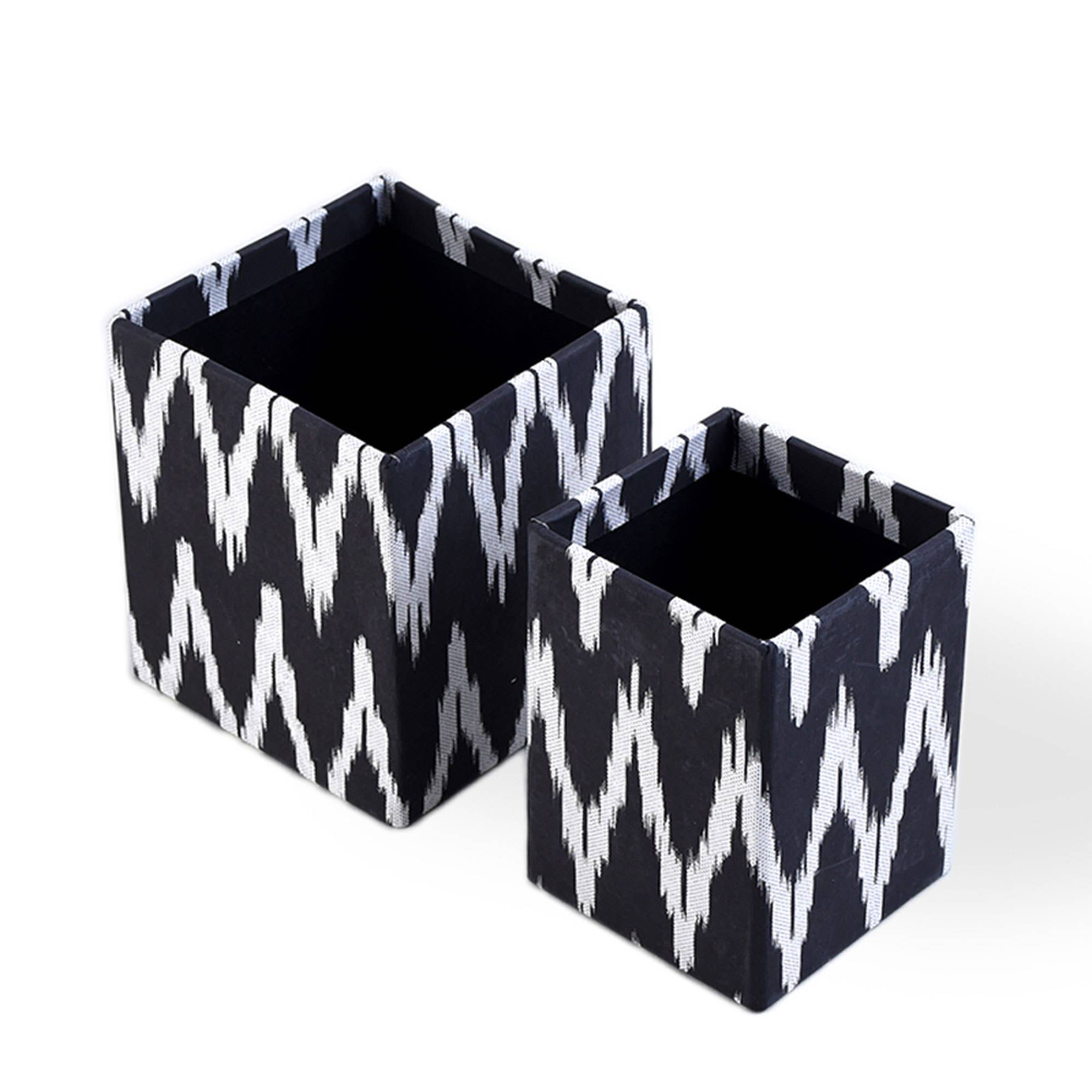 Square Pen Holder / Set Of 2 Pcs / Black & White