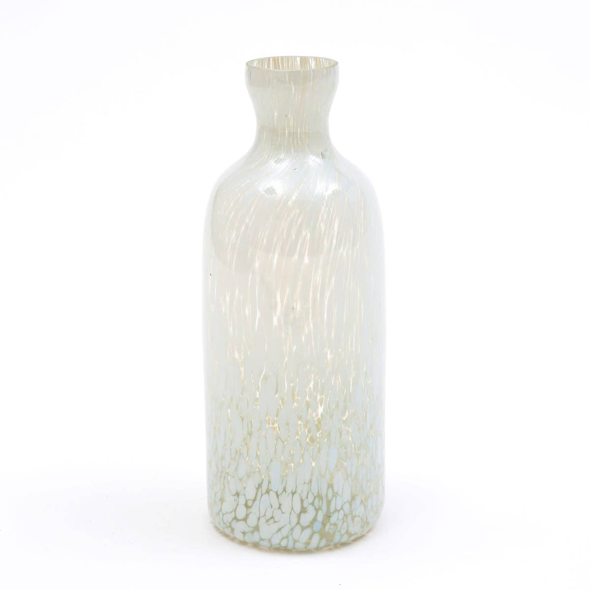 White  Splutter Glass Large Vase - Almond Outside Color