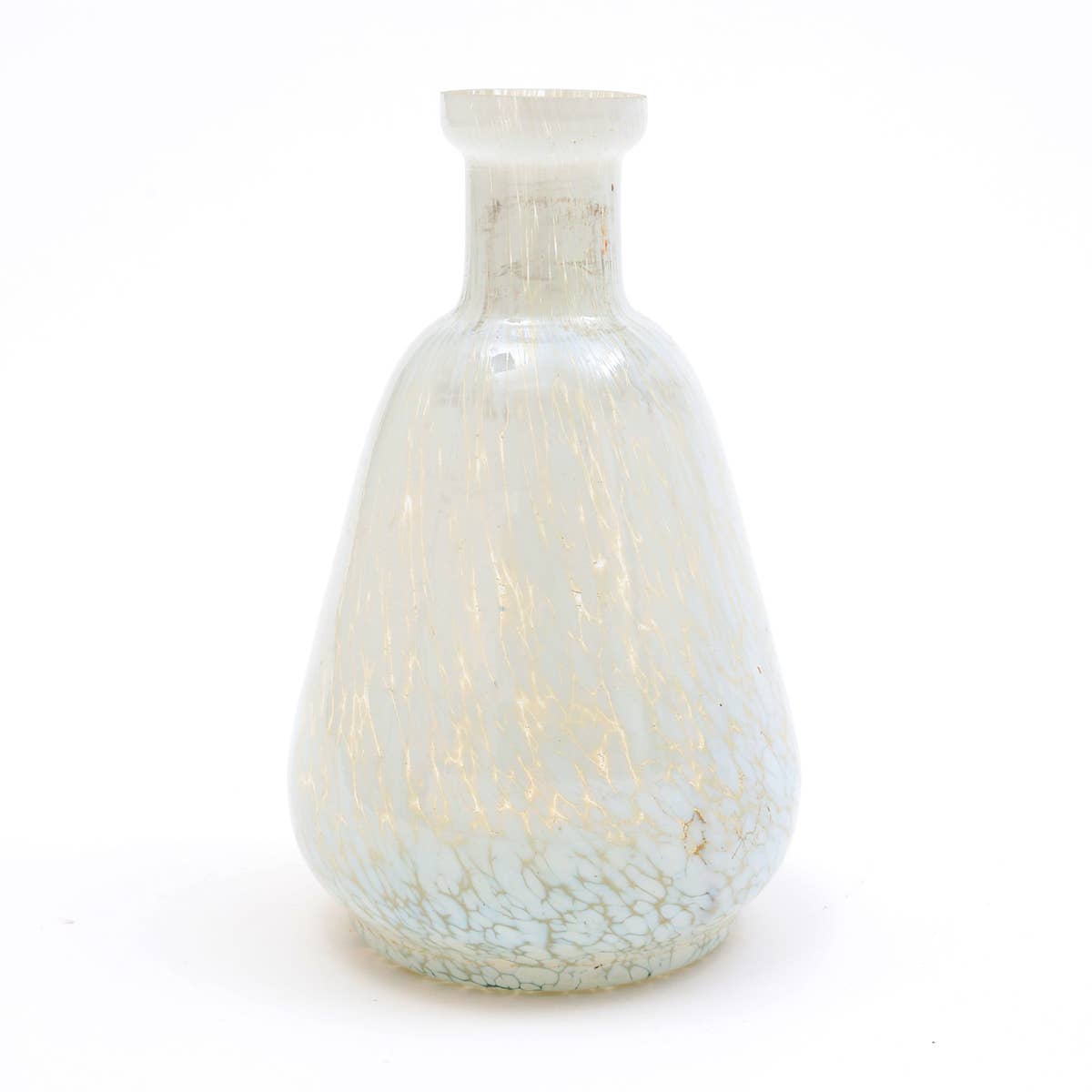 White Splutter Glass Bottle  Vase Small - Almond Outside Color