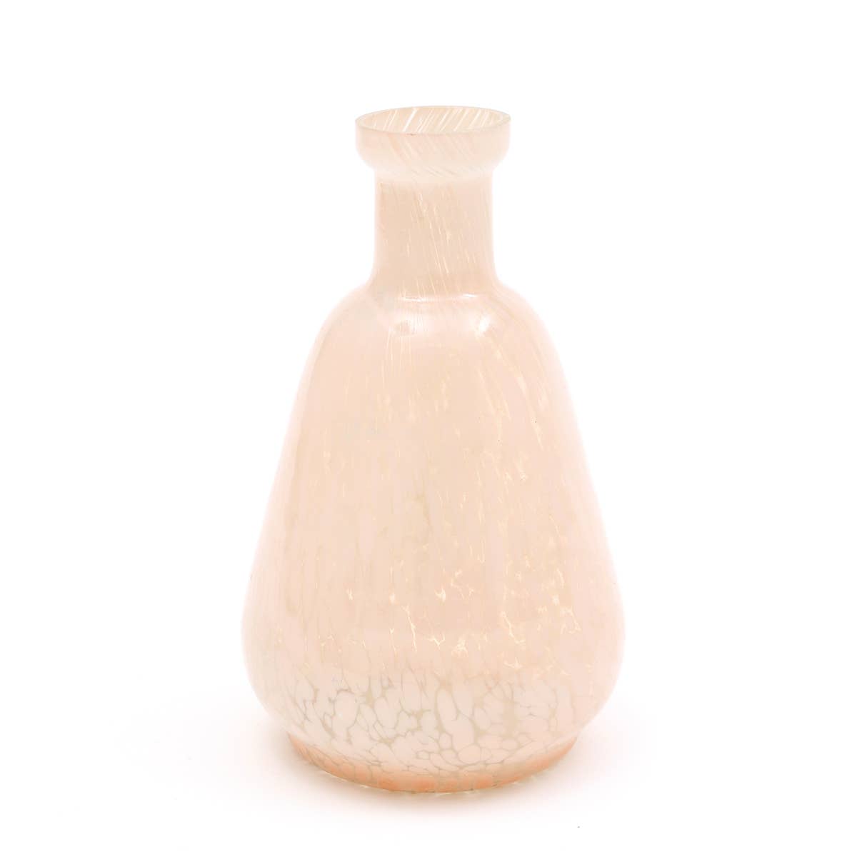 White Splutter Glass Bottle  Vase Small - White Color