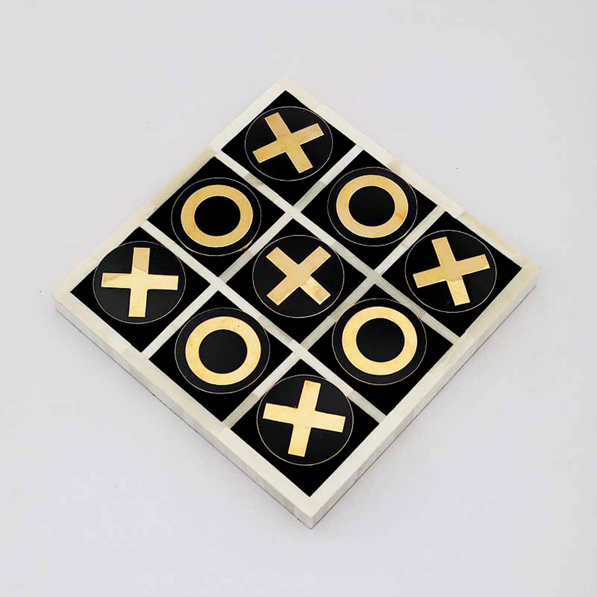 Xogame / Ivory Bone & Brass / 8""X8""X0.75""  / 2Set Per Inner  / Moq - 2Set