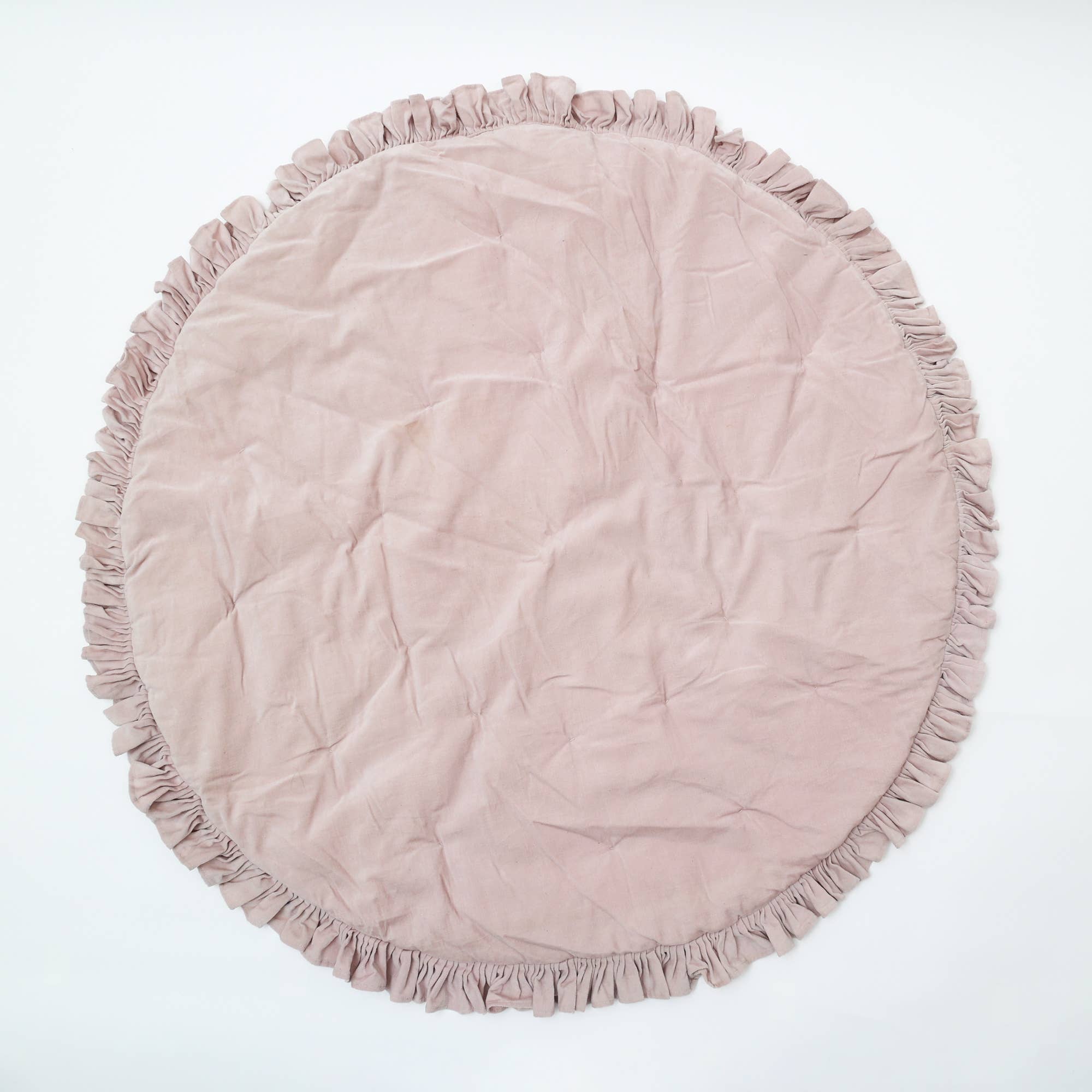 Cotton Soft & Fine Velvet Rounded Playmat With Frill