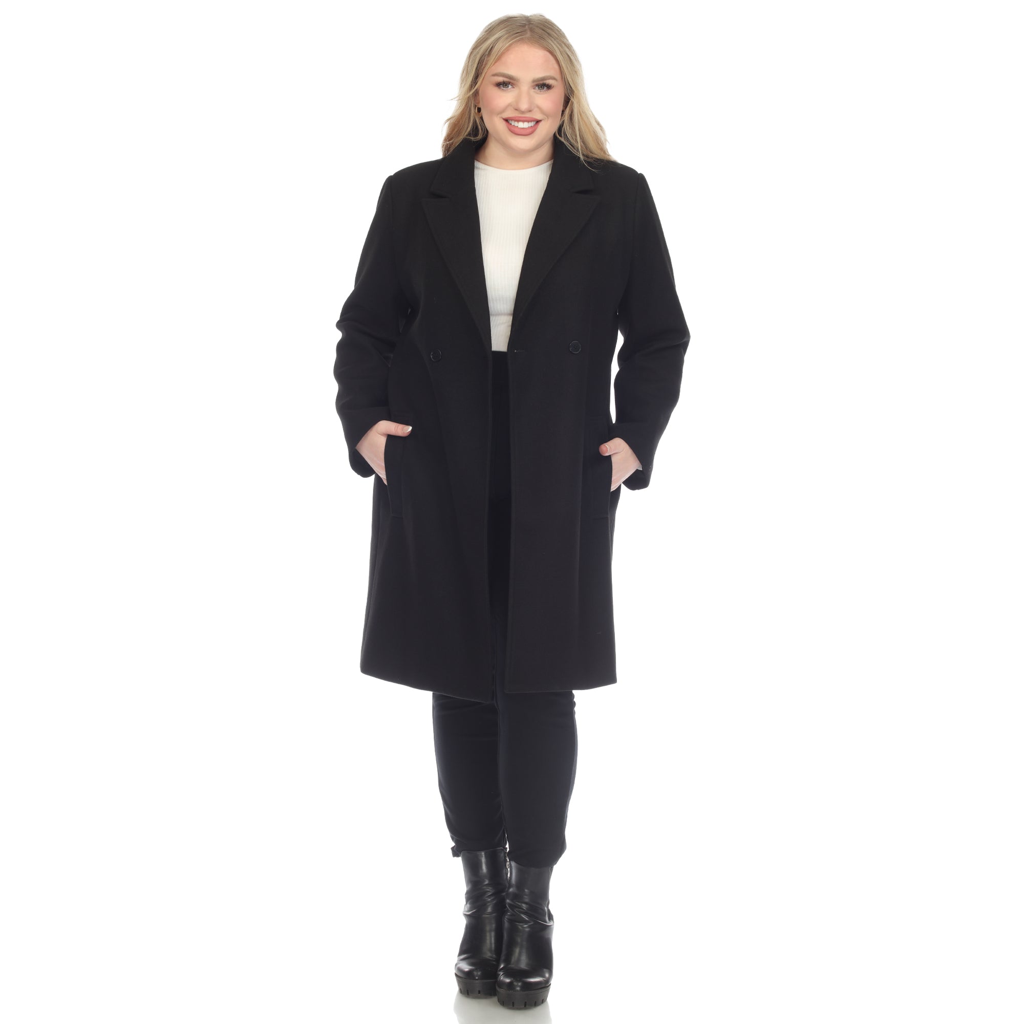 White Mark Women's Classic Walker Coat - Plus