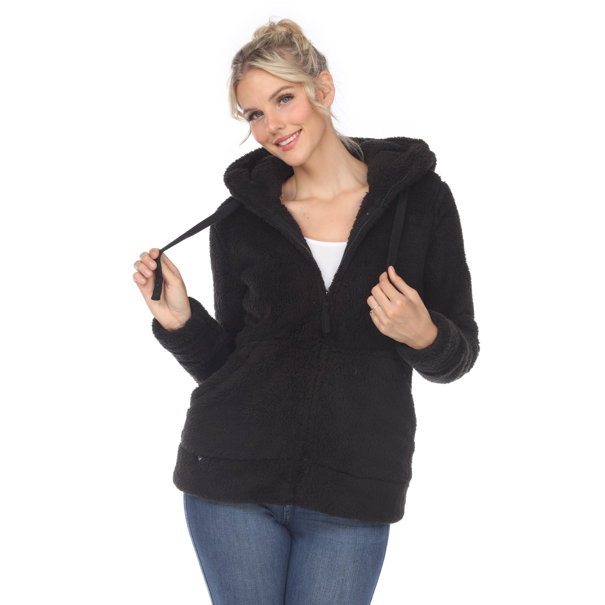 White Mark Women's Hooded Sherpa Jacket