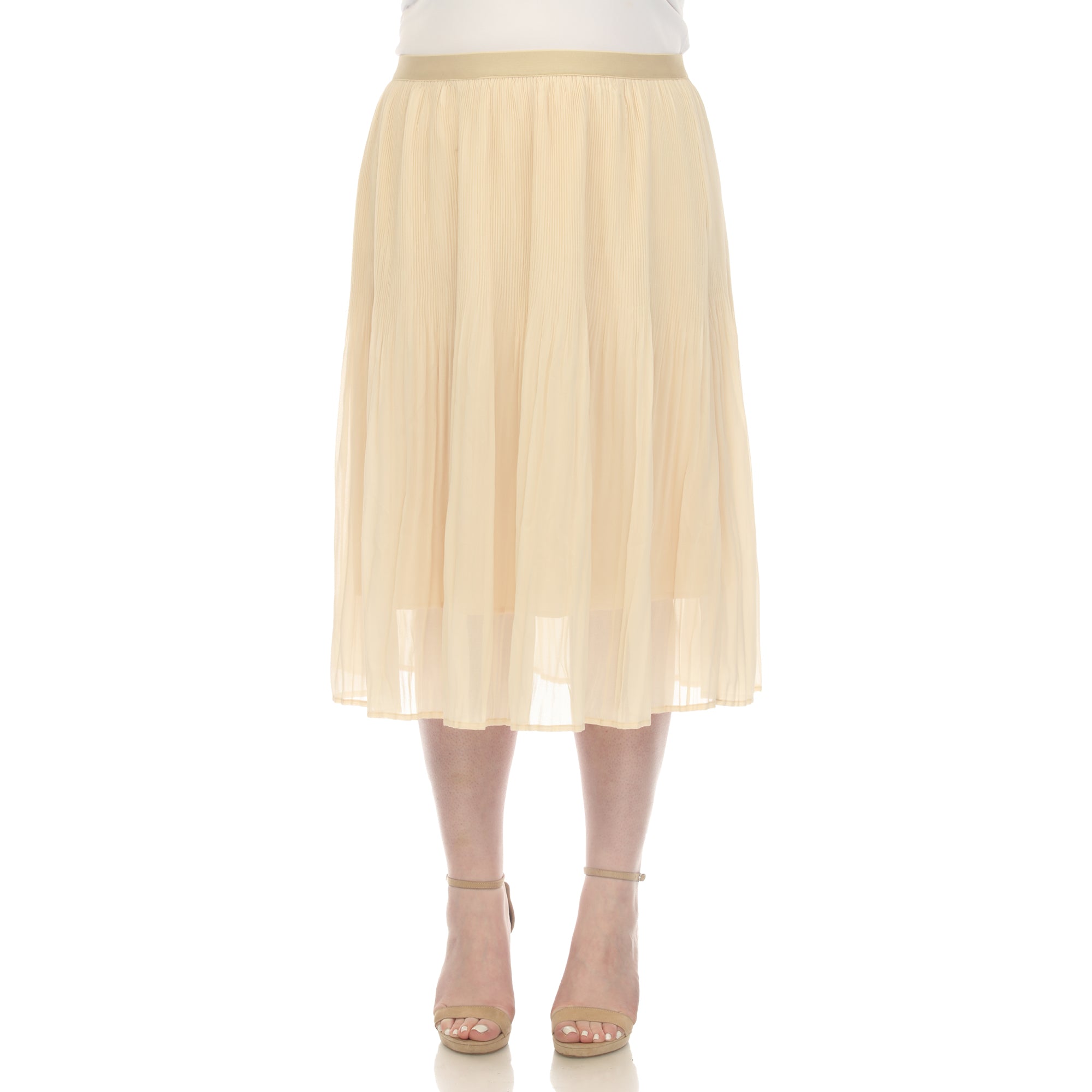 Pleated Chiffon Midi Skirt - Plus