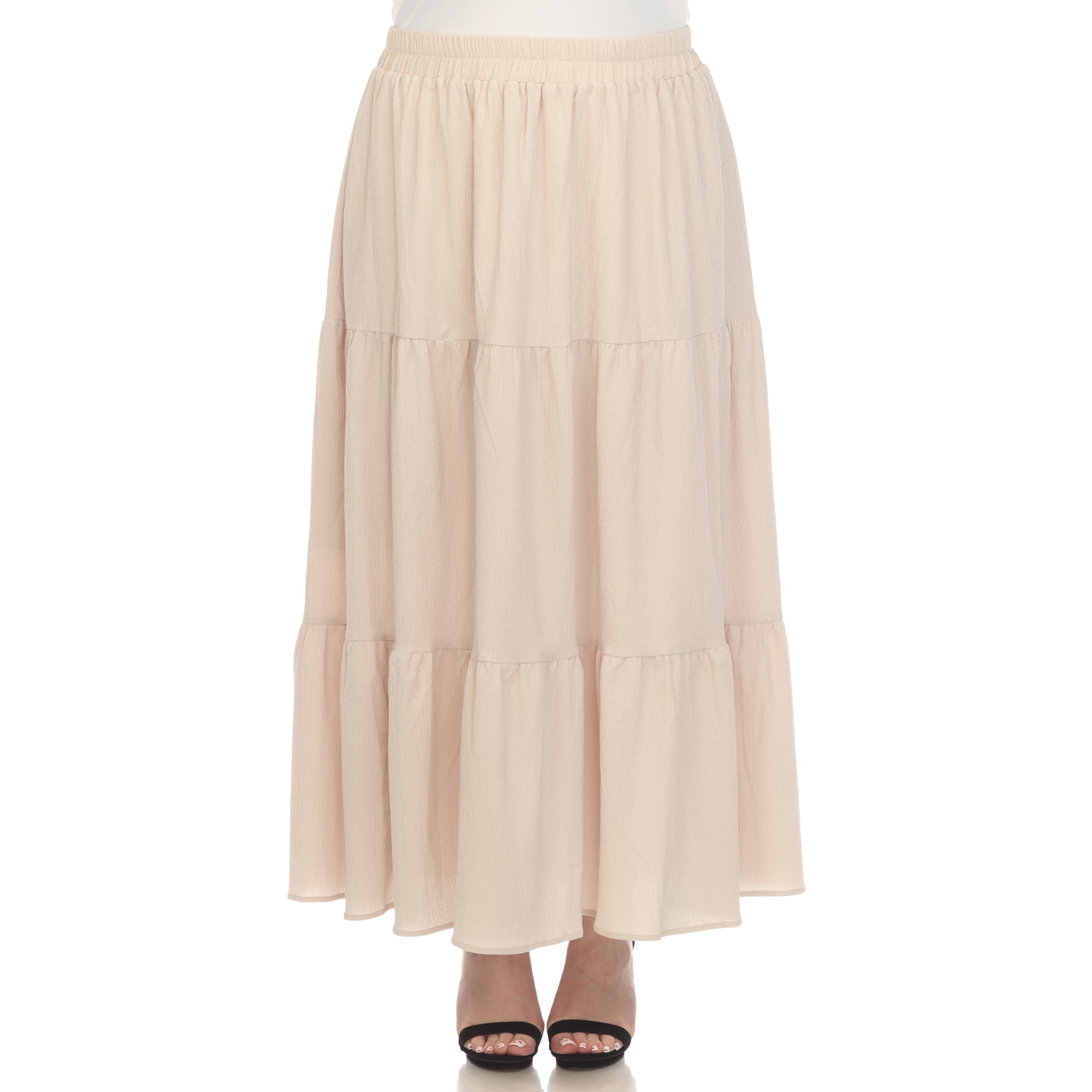 Pleated Tiered Maxi Skirt - Plus