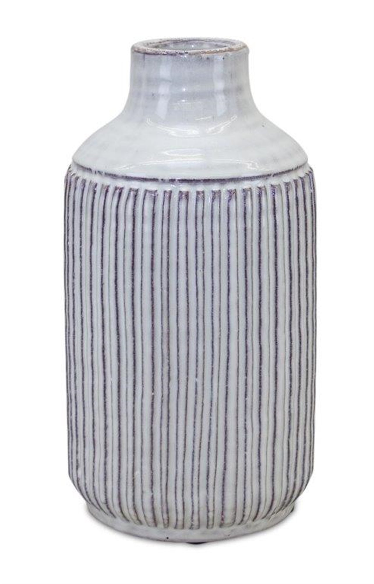 Rustic Ribbed Terra Cotta Vase 12.25""H