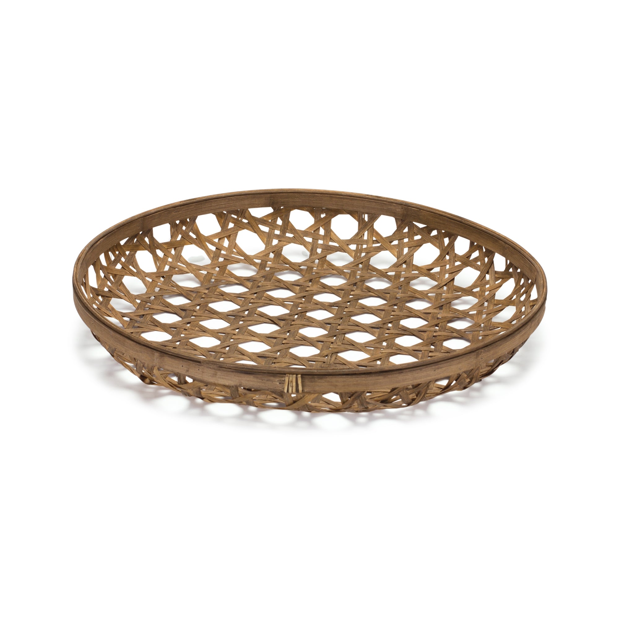 Large Round Bamboo Wooden Tray 22.25""D