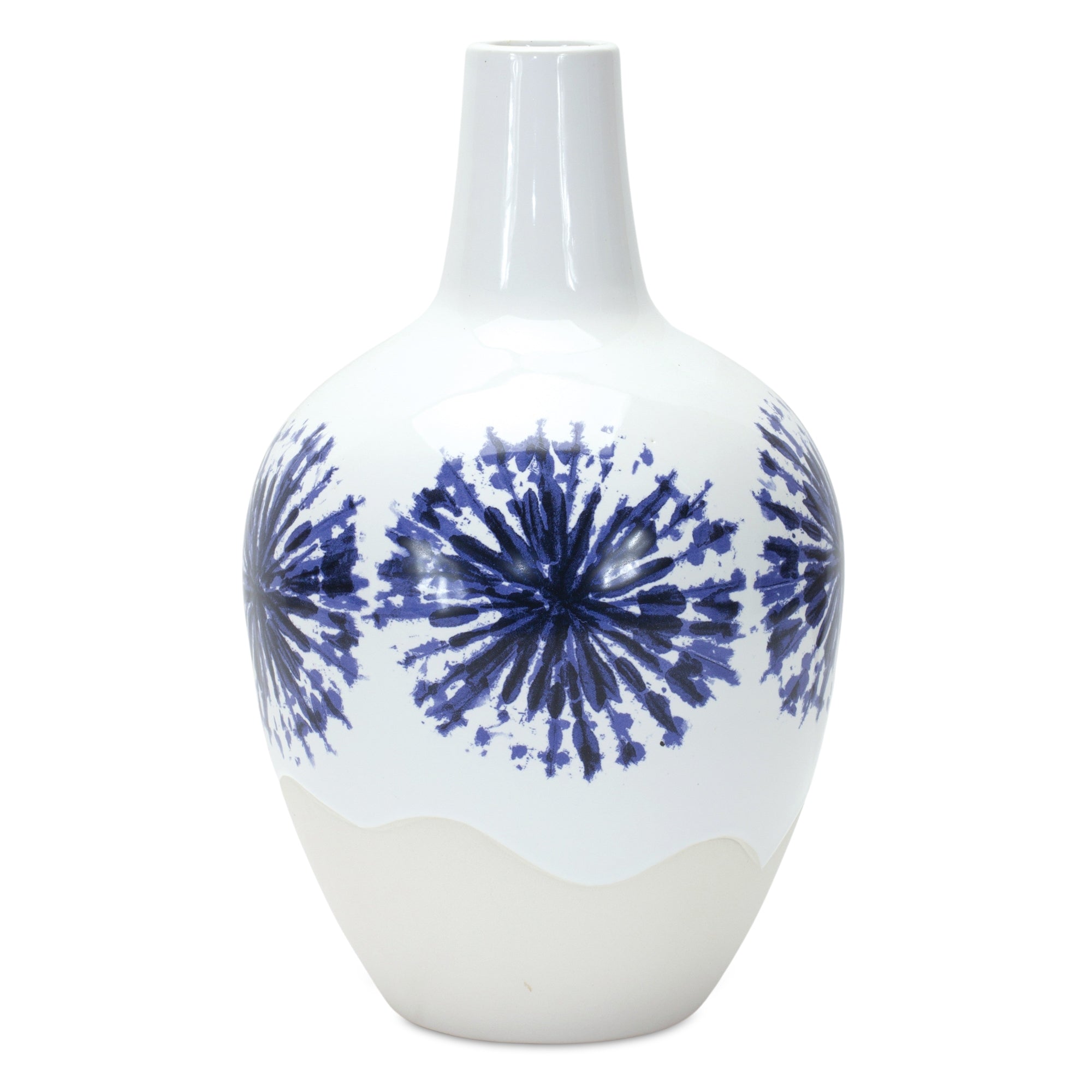 Two-Tone Tie Dye Design Ceramic Vase 11""H