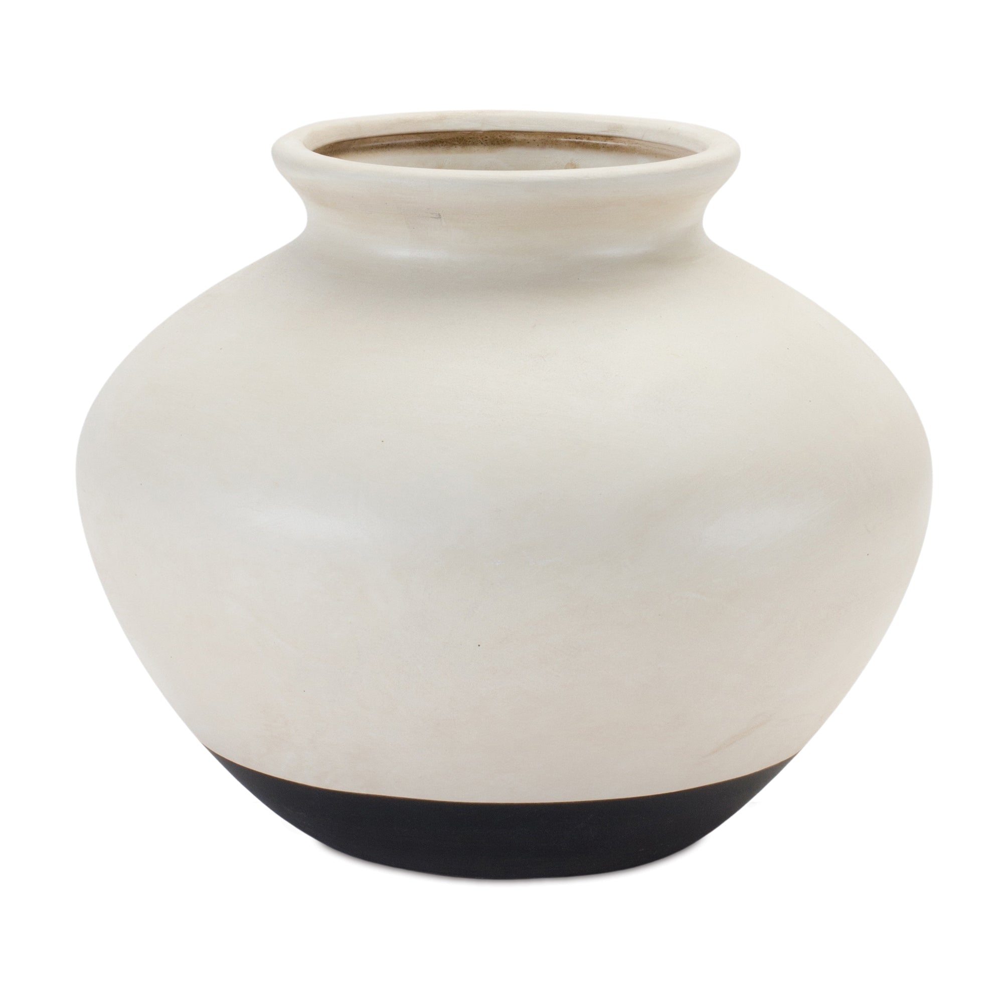 Beige Two Tone Ceramic Vase 9""D