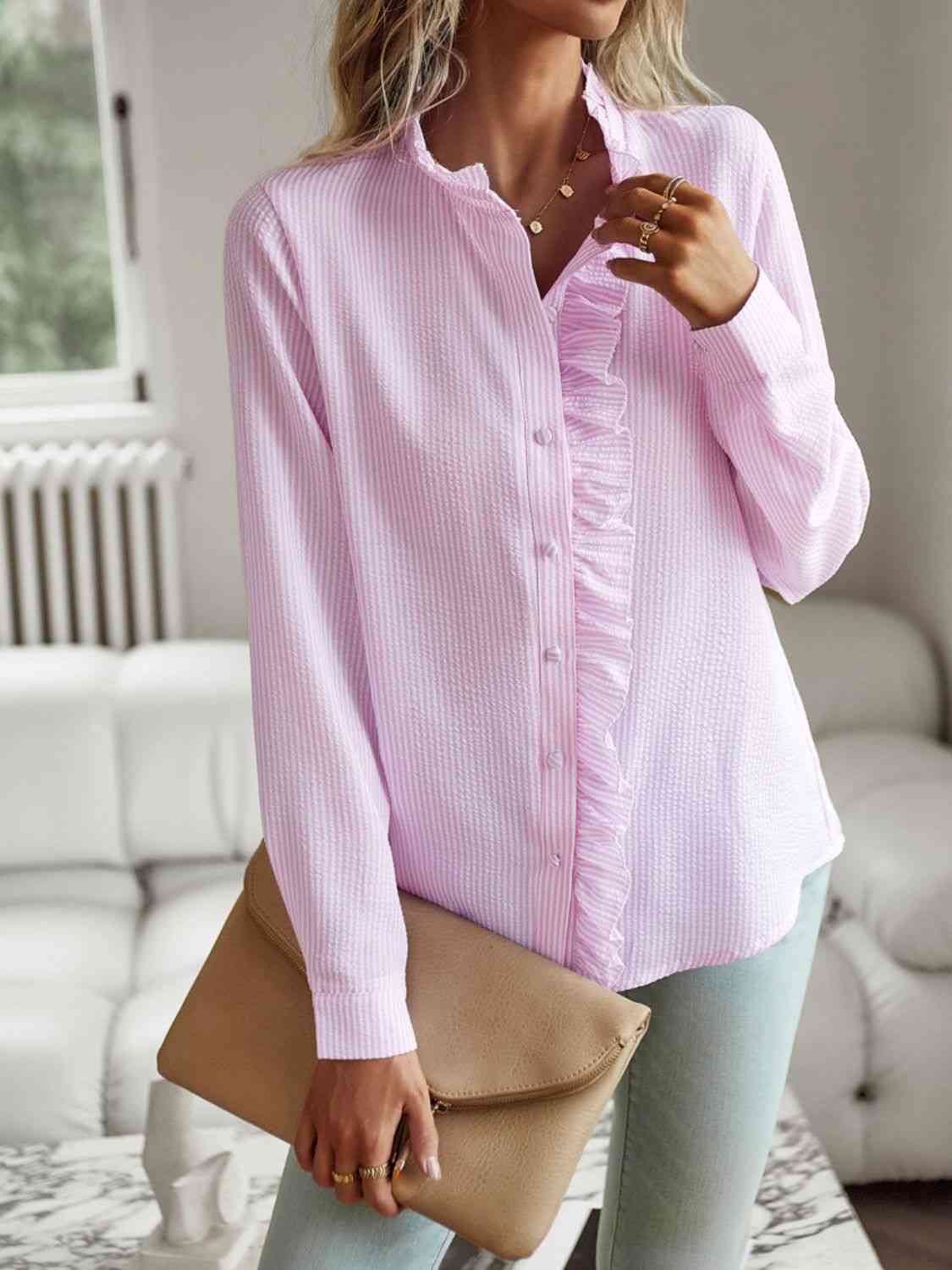 Nat Ruffle Trim Shirt