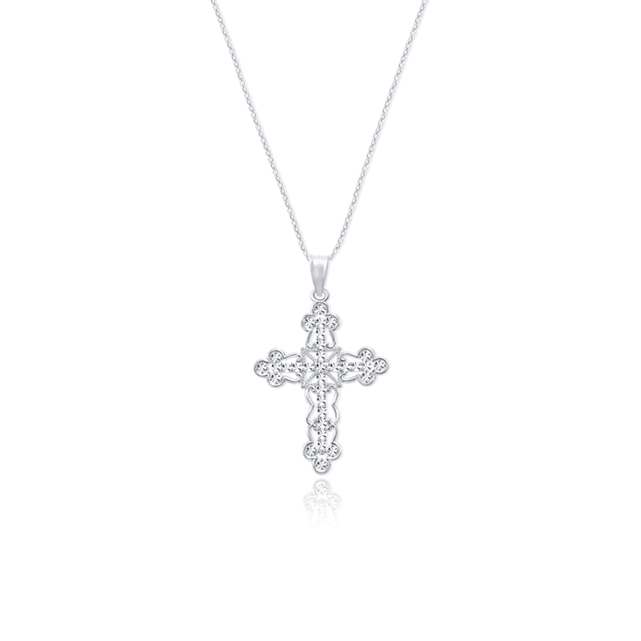 Open Lace Cross Pendant Necklace