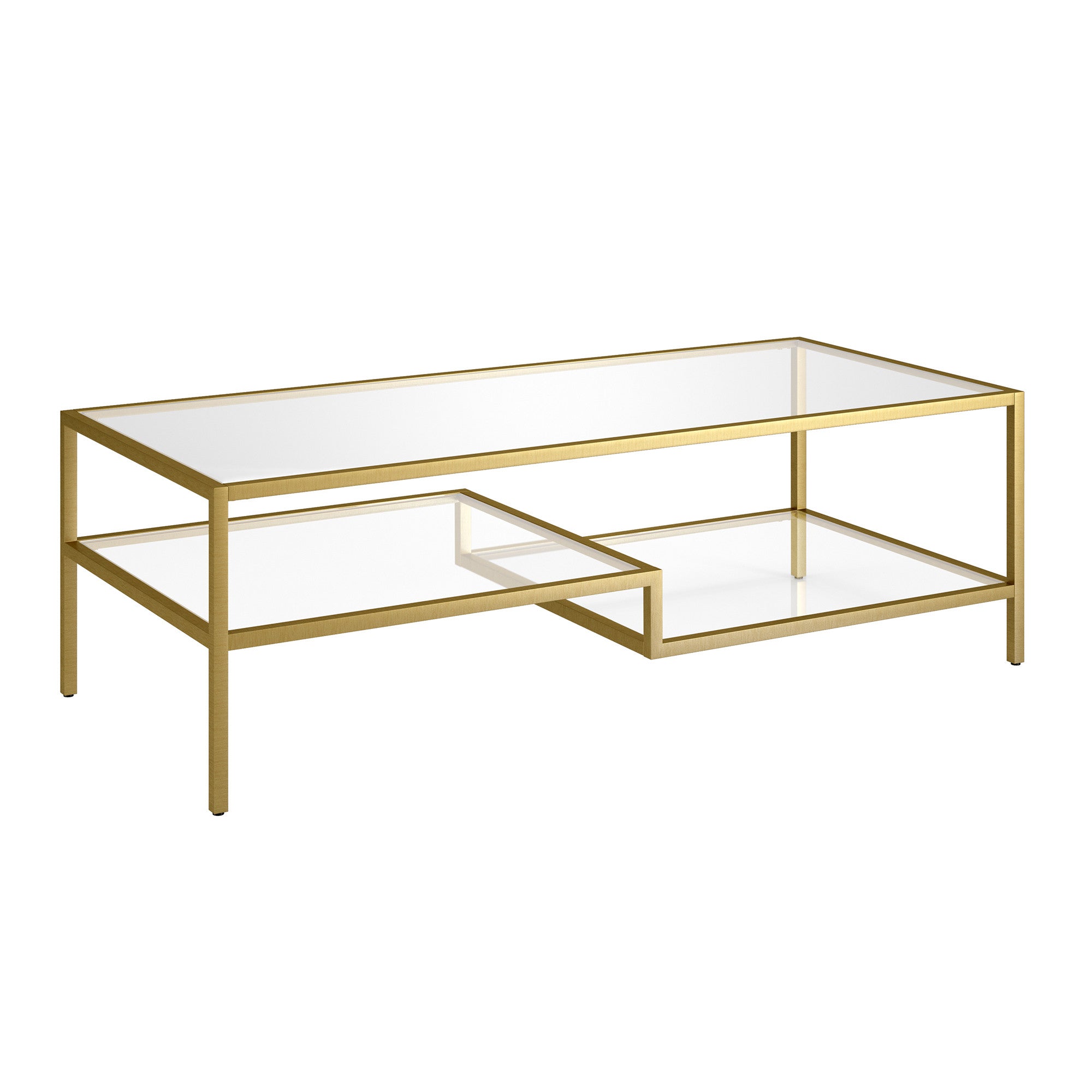 Glass And Steel Coffee Table With Shelf