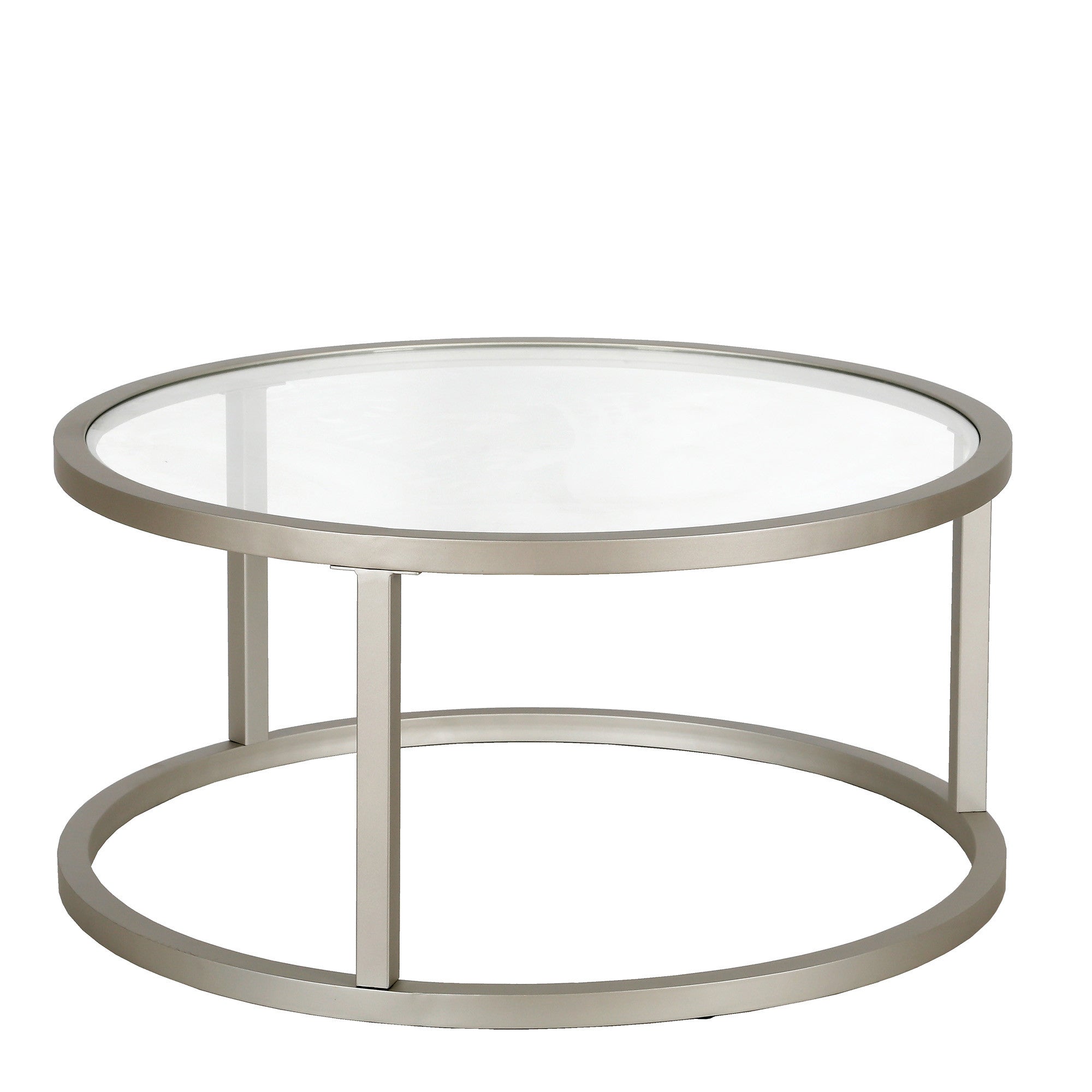 Glass And Steel Round Coffee Table