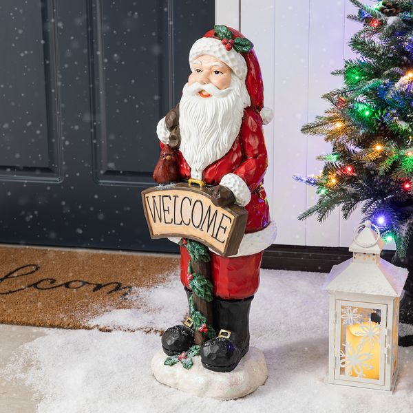 28''H MGO Christmas Winter Santa Welcome Sign Porch Decor